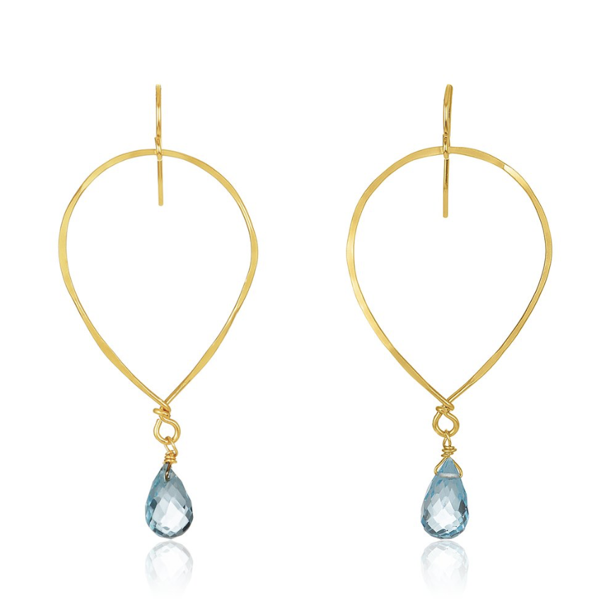 Oval Drop Earrings, Sky Blue Topaz and Gold-Fill