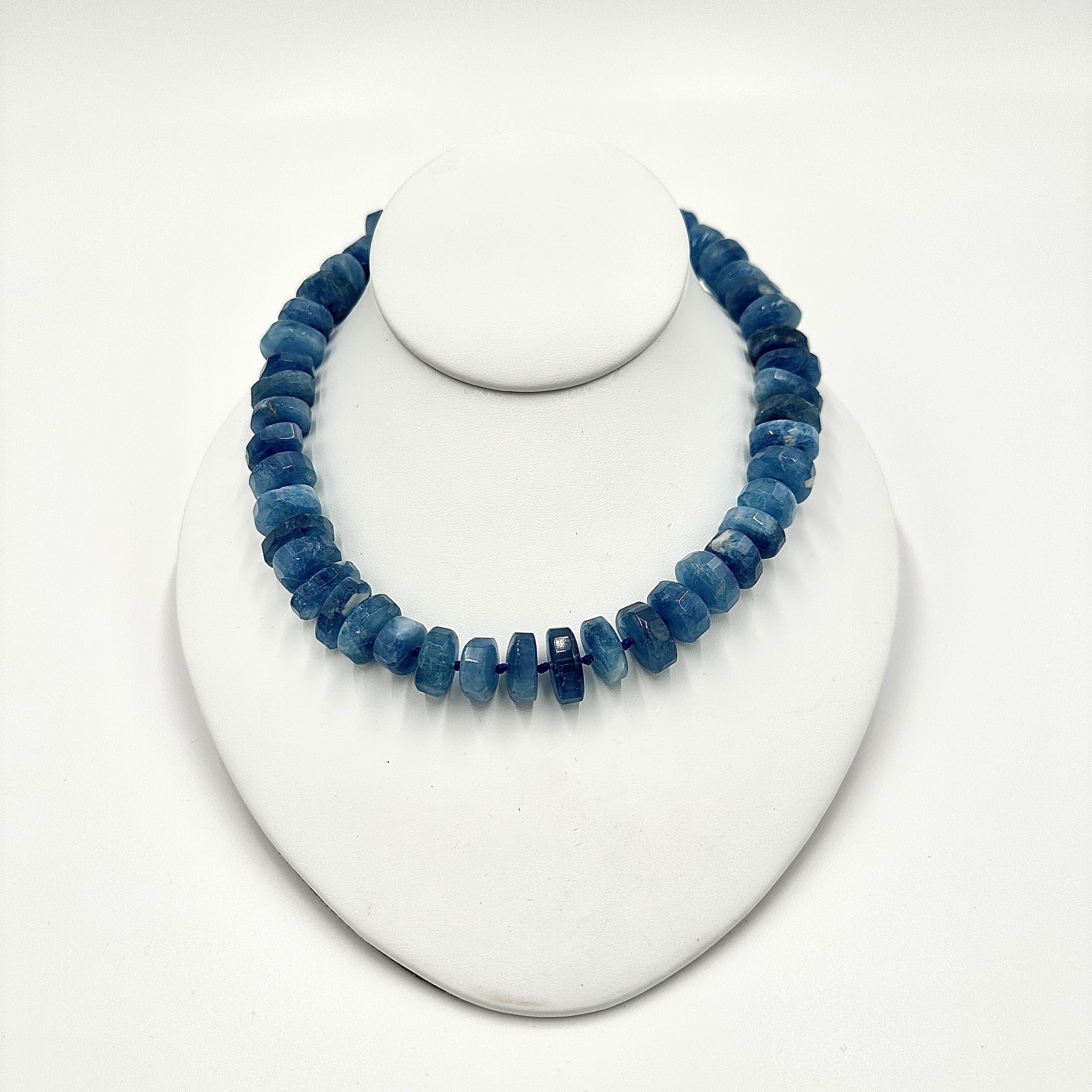 Image of Jumbo, Rough Cut Rondell Blue Aquamarine Beads on Hand Cast Sterling Hooks by Marcia McDonough
