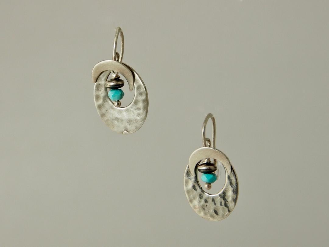 Turquoise Under The Moon Earrings in Sterling Silver and Faceted Turquoise