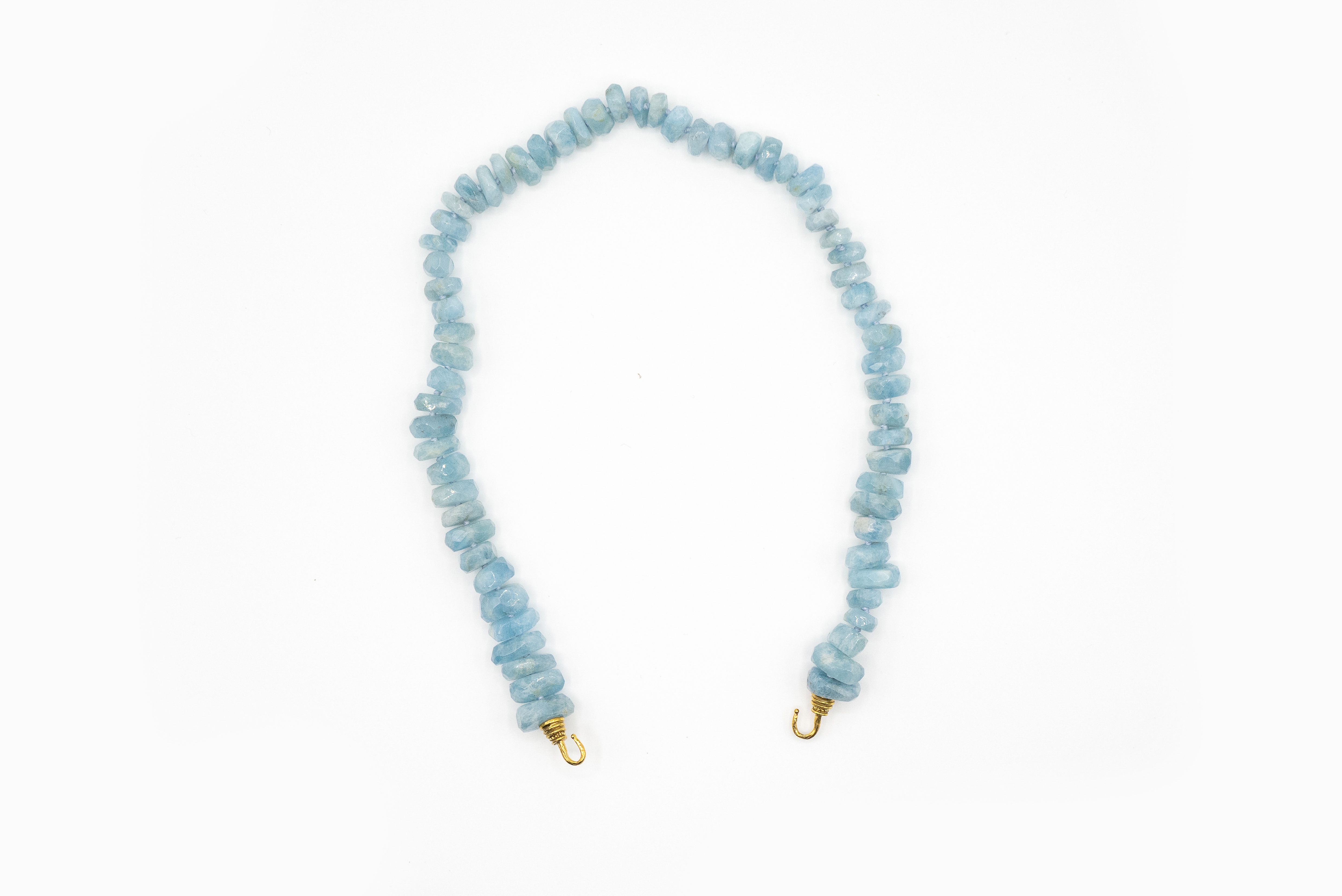 MAB 21-0100 Faceted Blue Rondelle Aquamarine with Hand Cast Brass Hooks