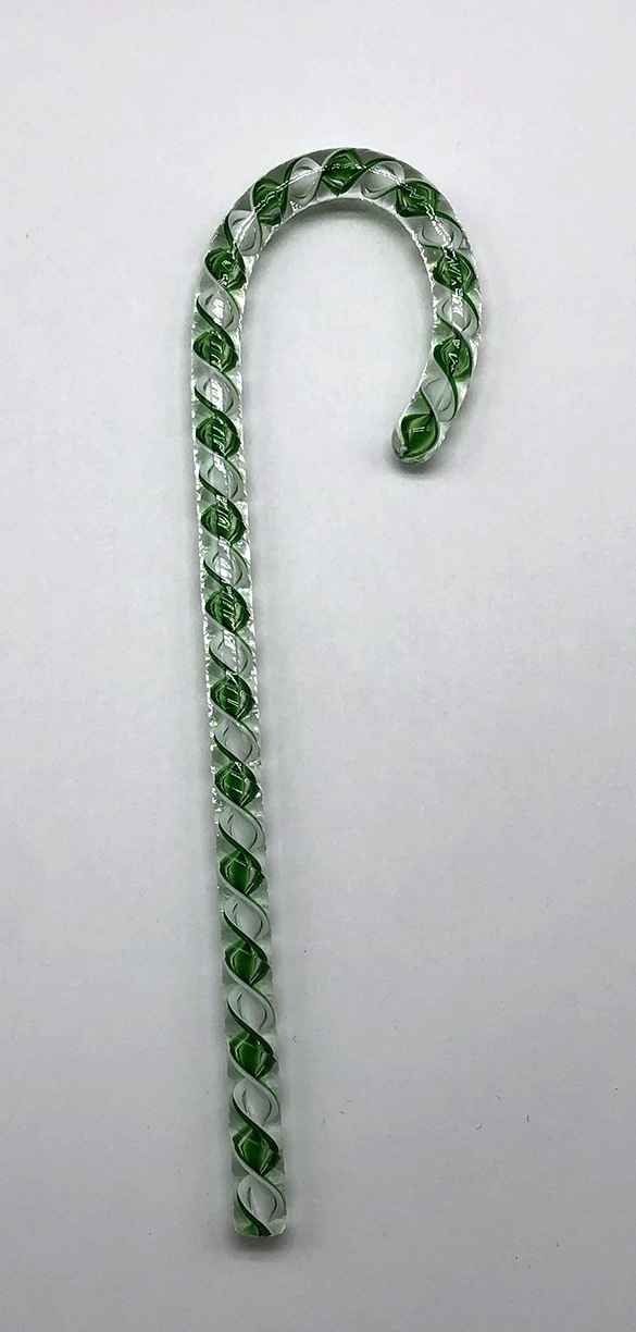 Blown Glass Candy Canes - Green/White