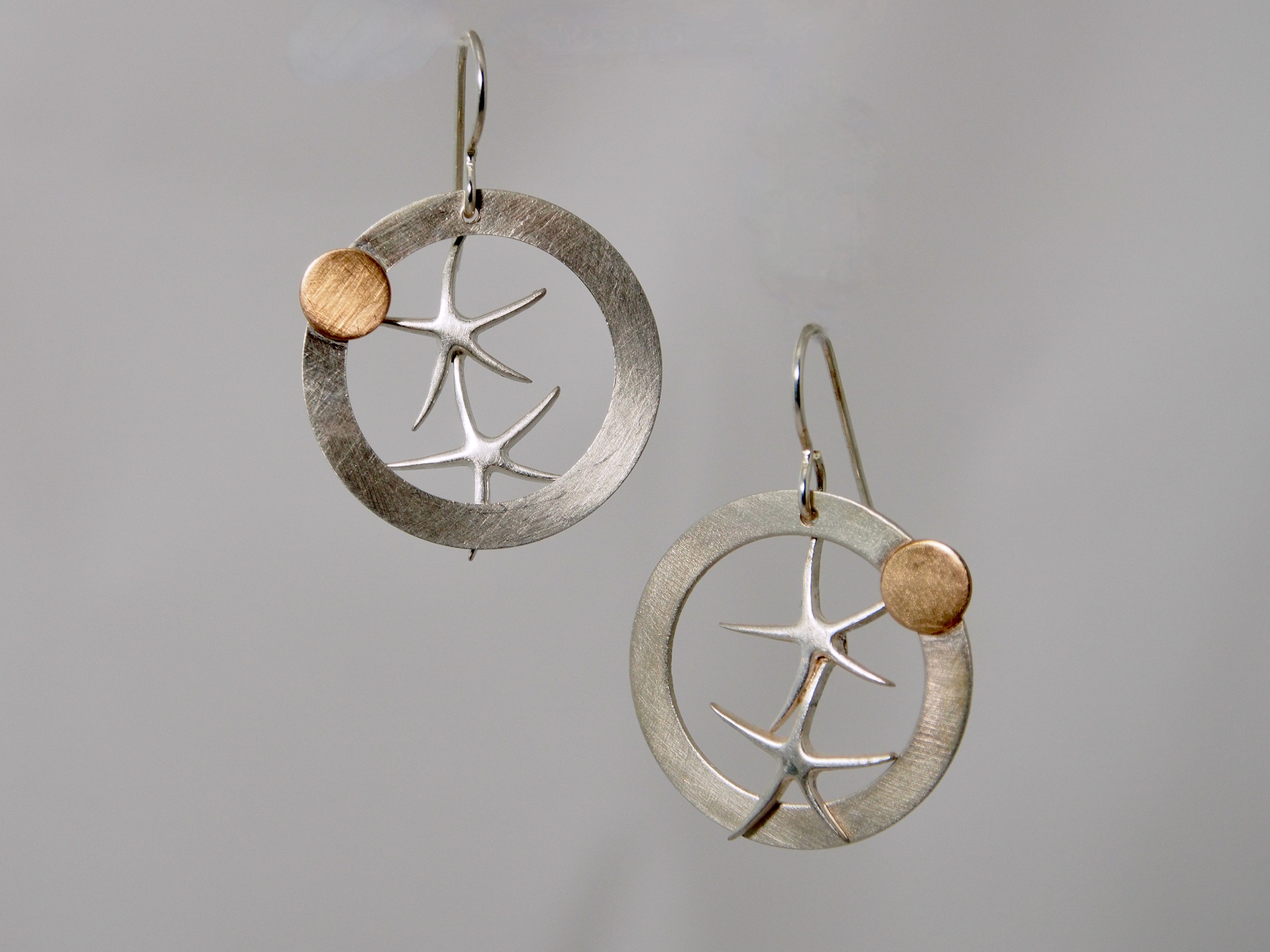 Star-Sun-Moon 14k Gold/Sterling Silver Earrings