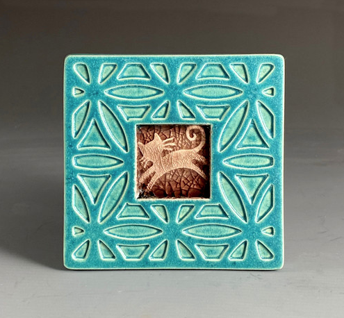 Image of Cat w Raised Border Coaster by Michael & Clayton Macone