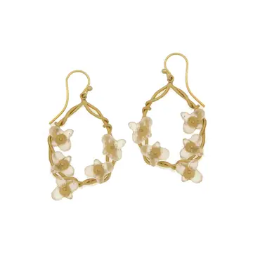 Image of Hydrangea Oval Loop Wire Earrings in Frosted White by Michael Vincent Michaud