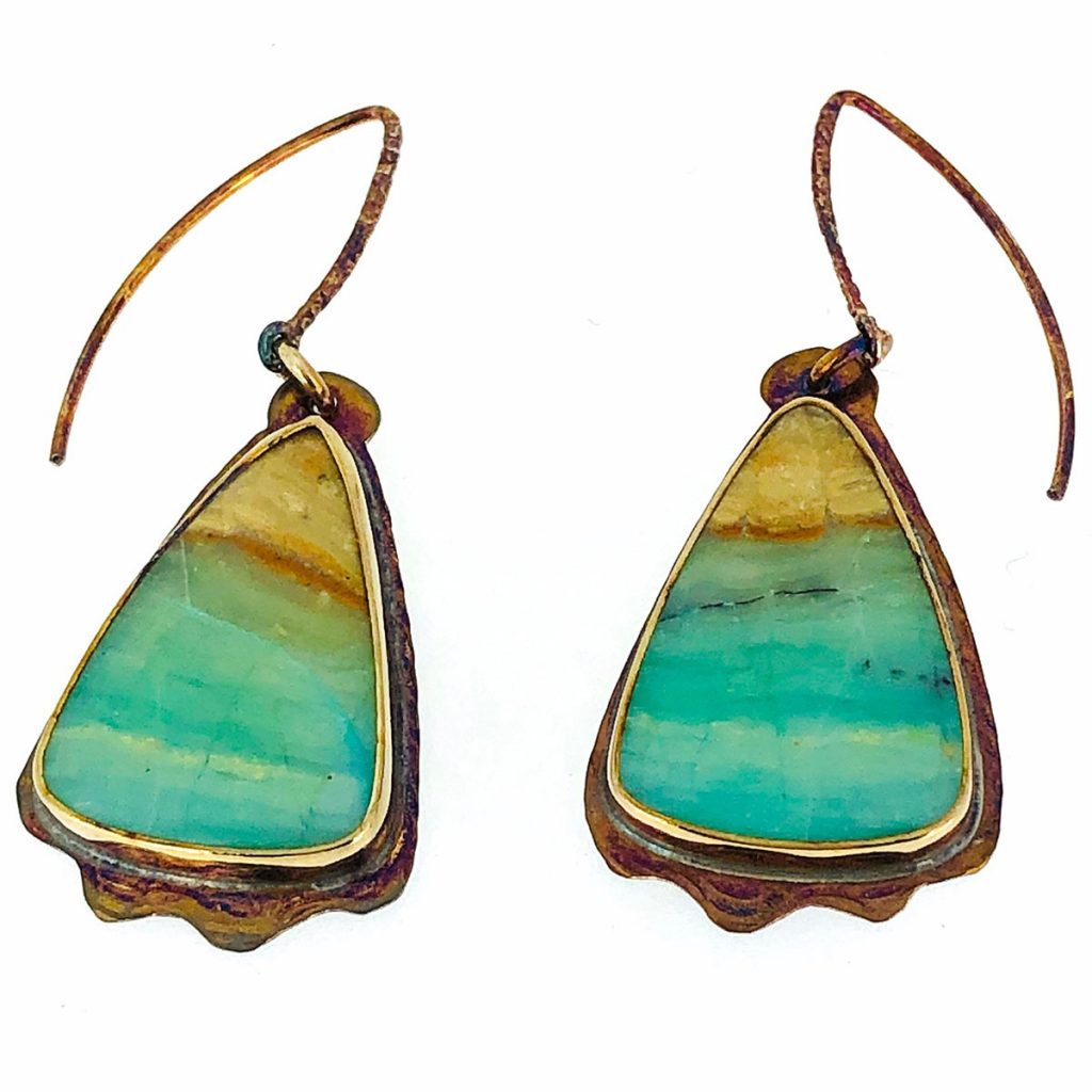 Blue Opal Displaced Petrified Wood Earrings