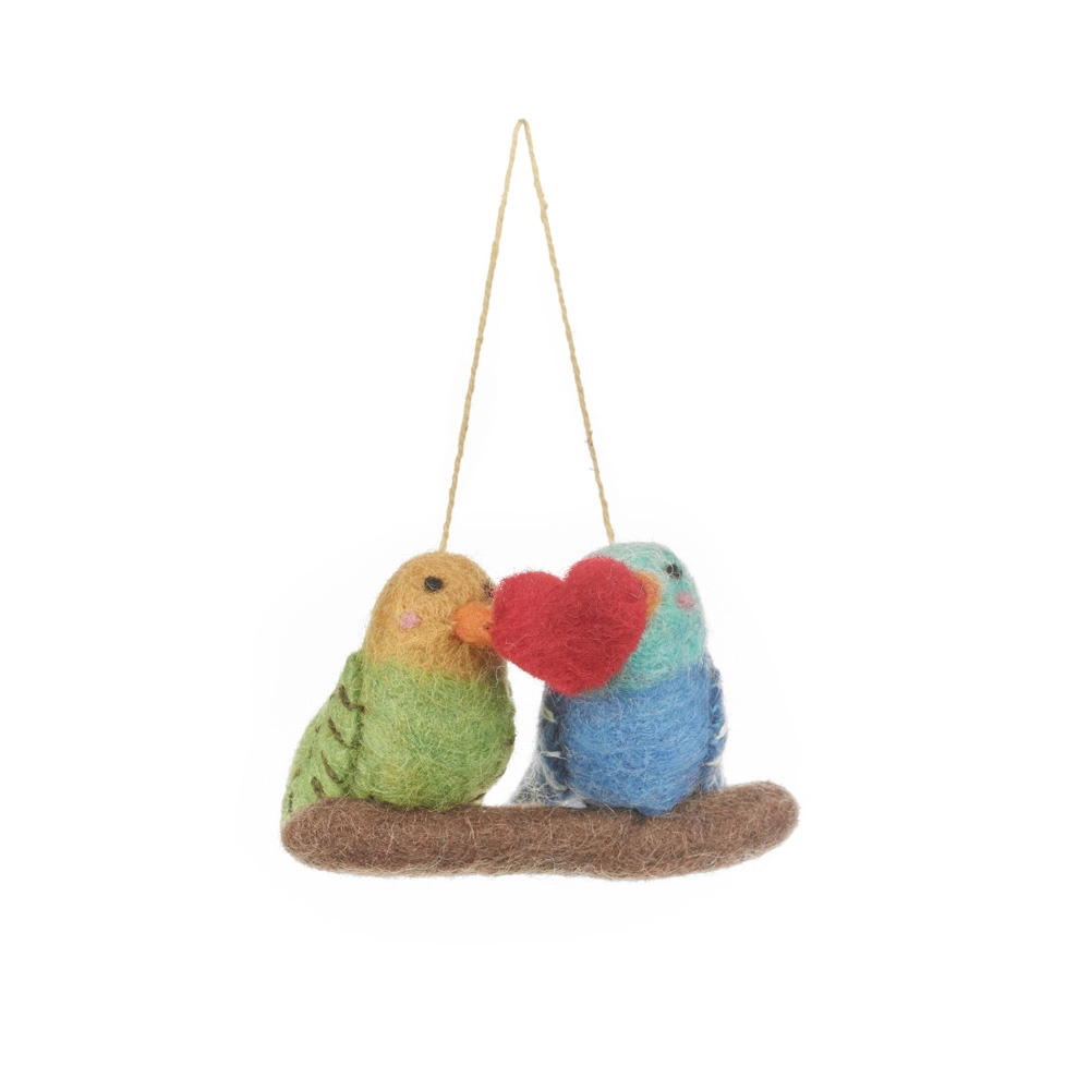 Image of Lovebirds - Handmade Felt Ornament by  Felt So Good