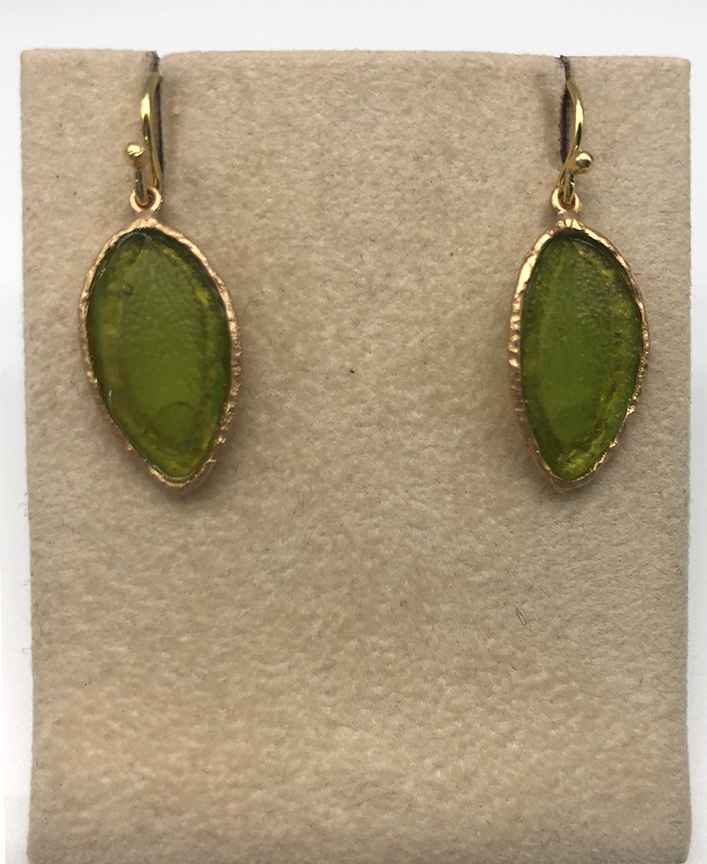 Image 1 for Sage Single Leaf Wire Earring in Leaf Green 1 1/4 Sage Single Leaf Wire Earring in Leaf Green 1 1/4