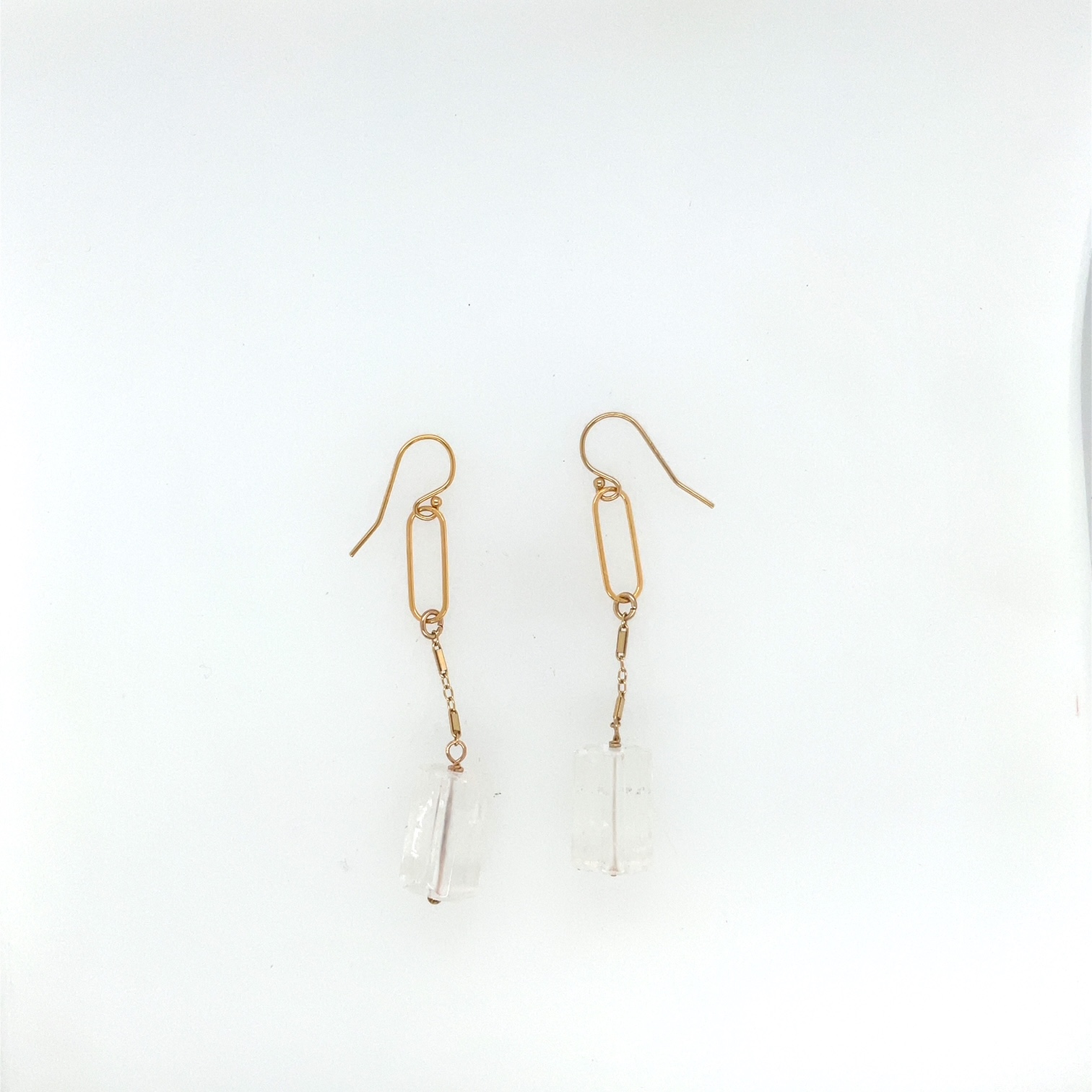 Image of Crystal Rock Quartz Large Paperclip Link Drop Earrings by  RACH B Jewelry