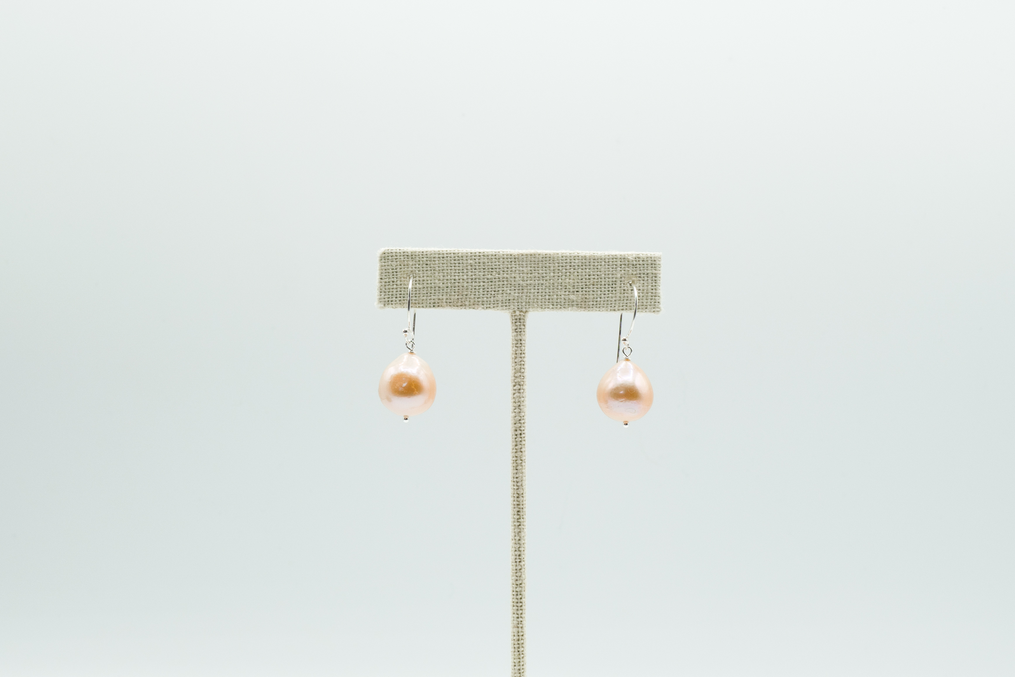 Natural Pink Golden Freshwater Pearl Earrings with Sterling Silver Findings