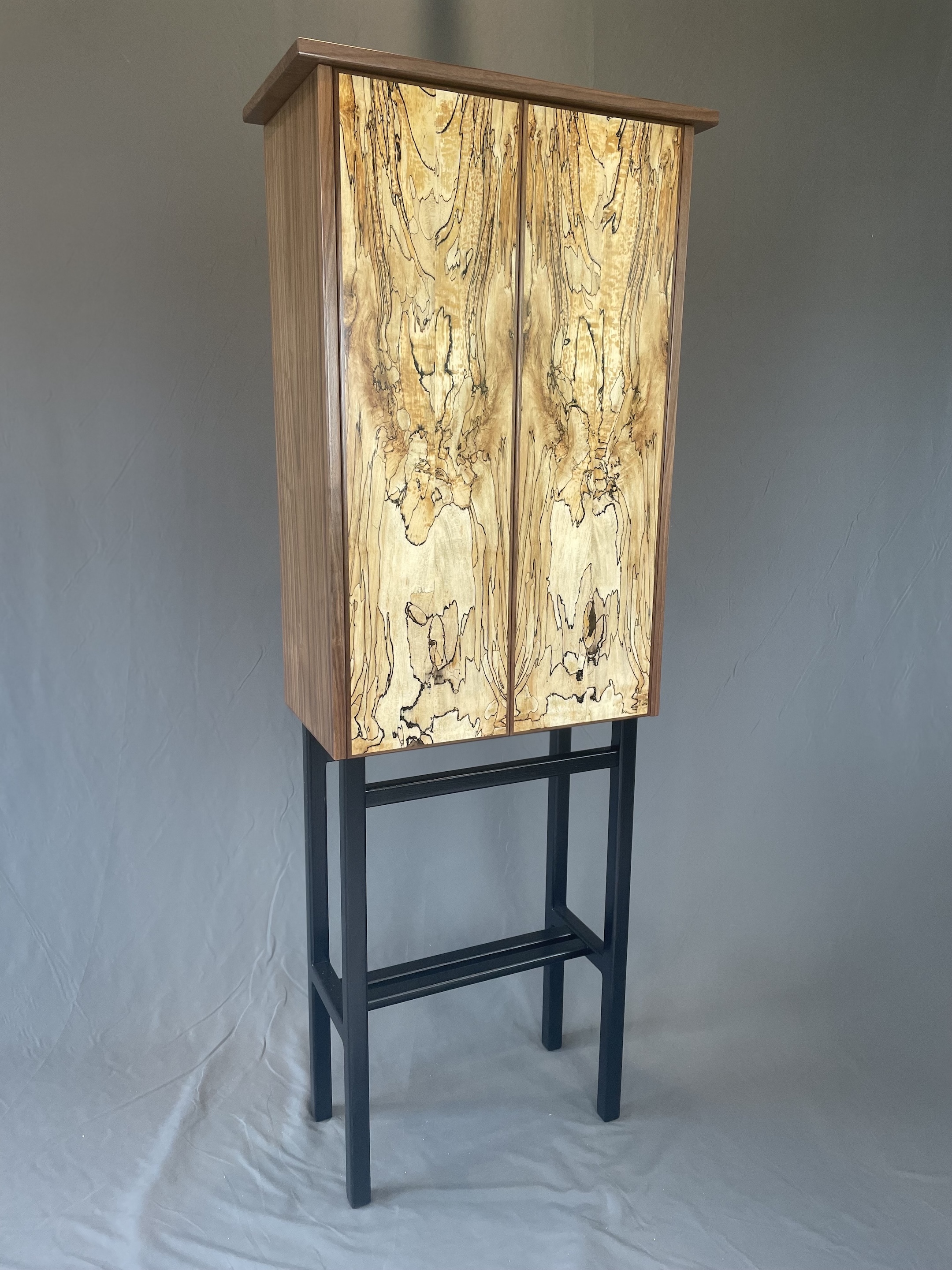Image of Walnut & Spalted Maple Tall Cabinet by Nathan Hatch