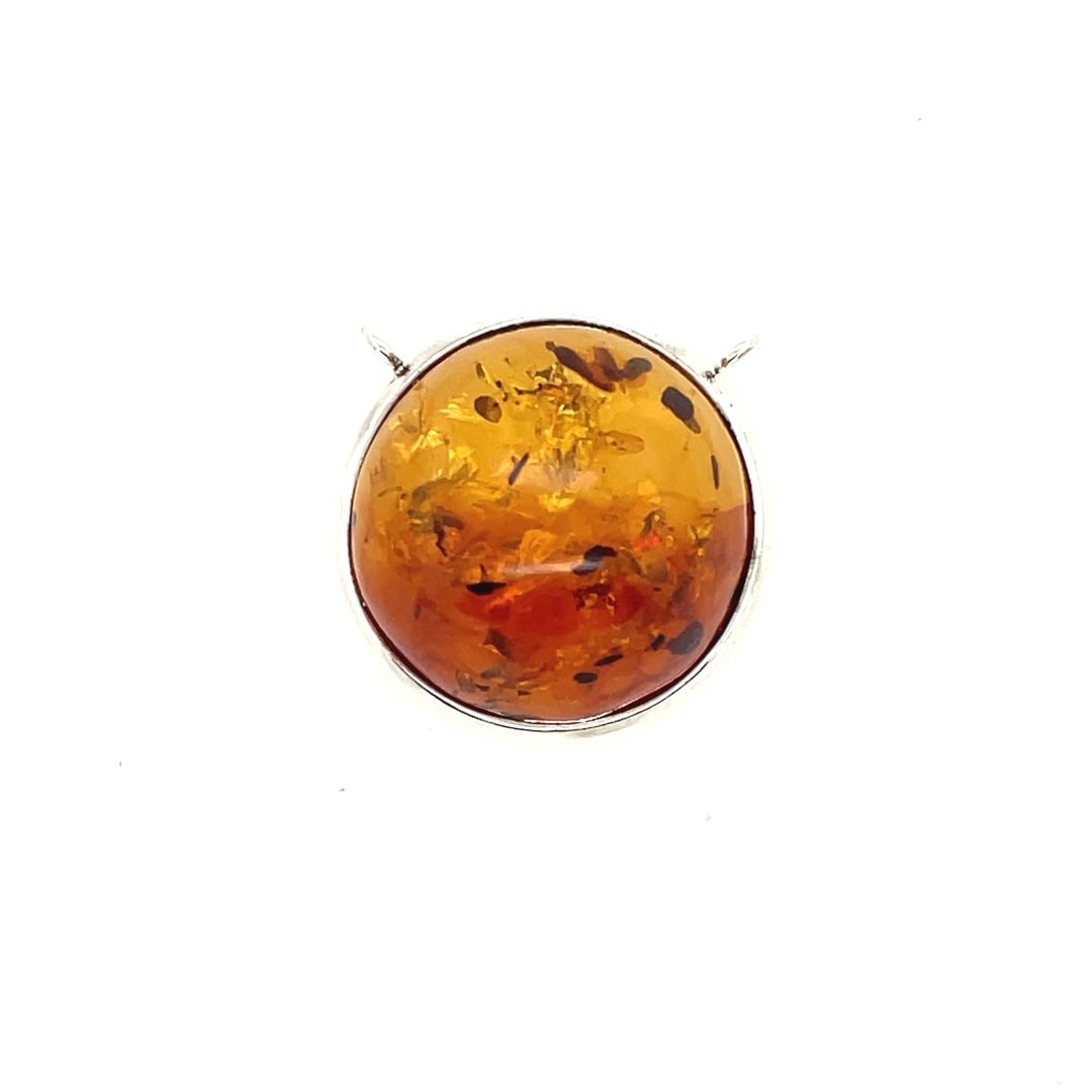 Natural Amber and Sterling Round Shaped Centerpiece