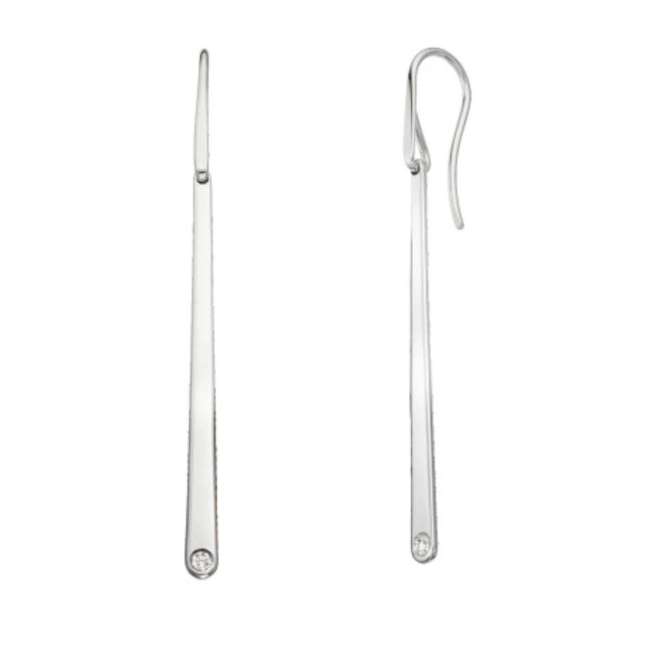 Image of Icicle Sterling and Diamond Earrings, Medium by Ed Levin