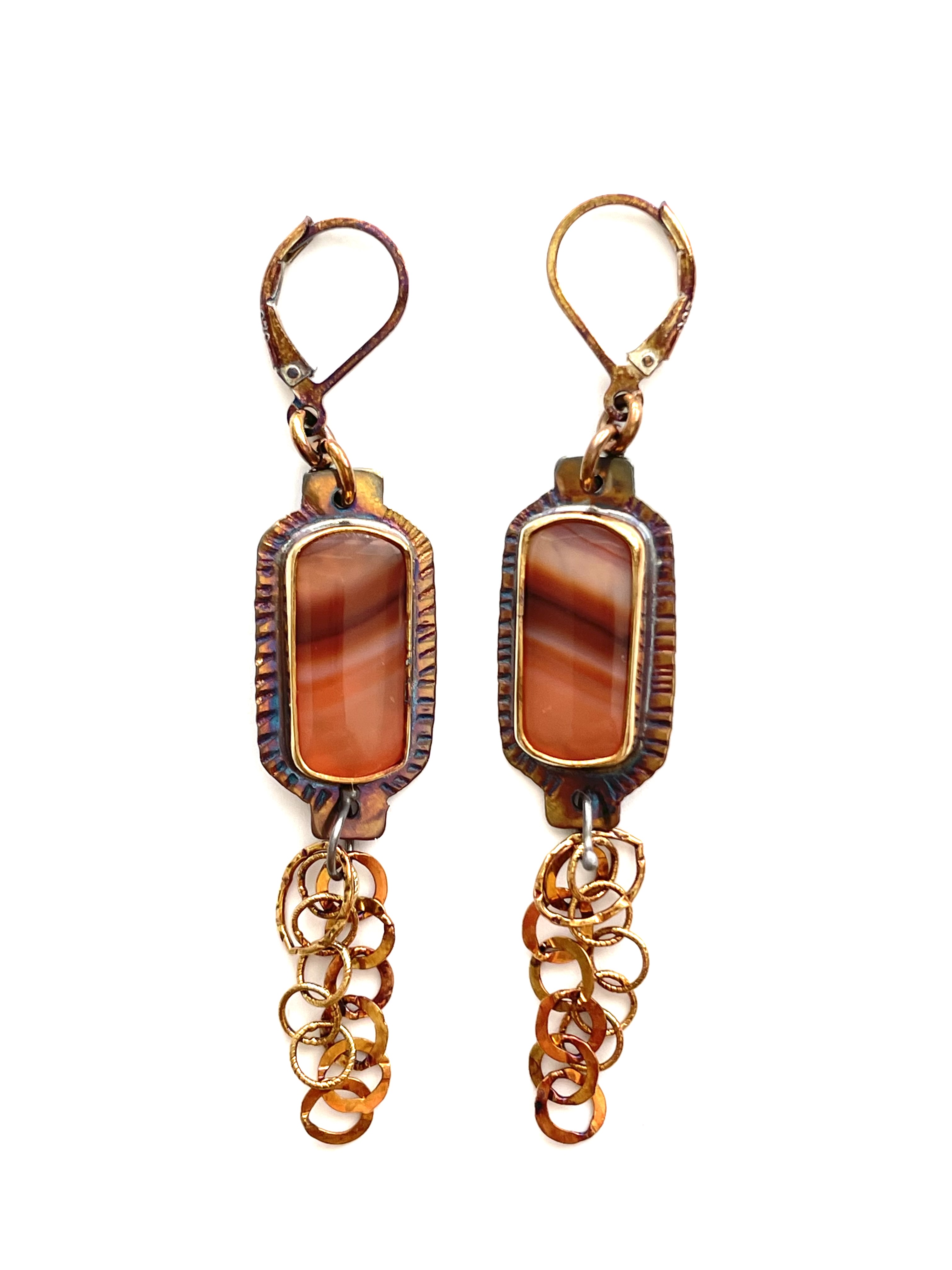 Sterling Silver and Banded Carnelian Agate Earrings