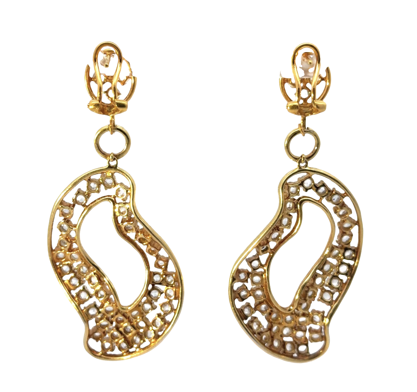 Image 6 for 18 Karat Yellow Gold and Rose Cut Fancy Diamond Earrings with Detachable Misshapen Jumbo Dangles