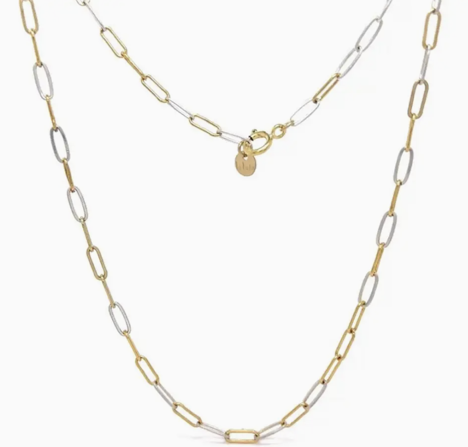 Image of Gold Mixed Silver Paperclip Necklace by Mabel Chong