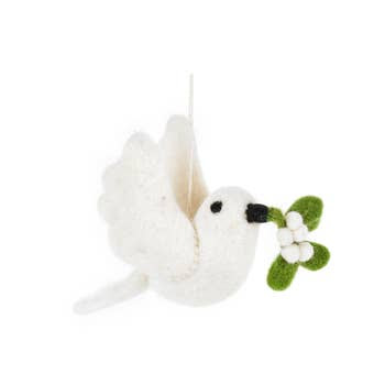 Mistletoe Dove - Handmade Felt Ornament
