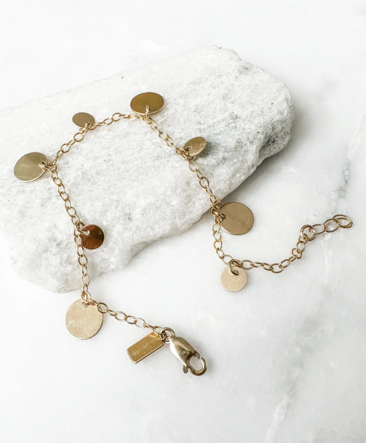 Image of Alternating Coin Charm Bracelet, 14k Gold Fill by  RACH B Jewelry