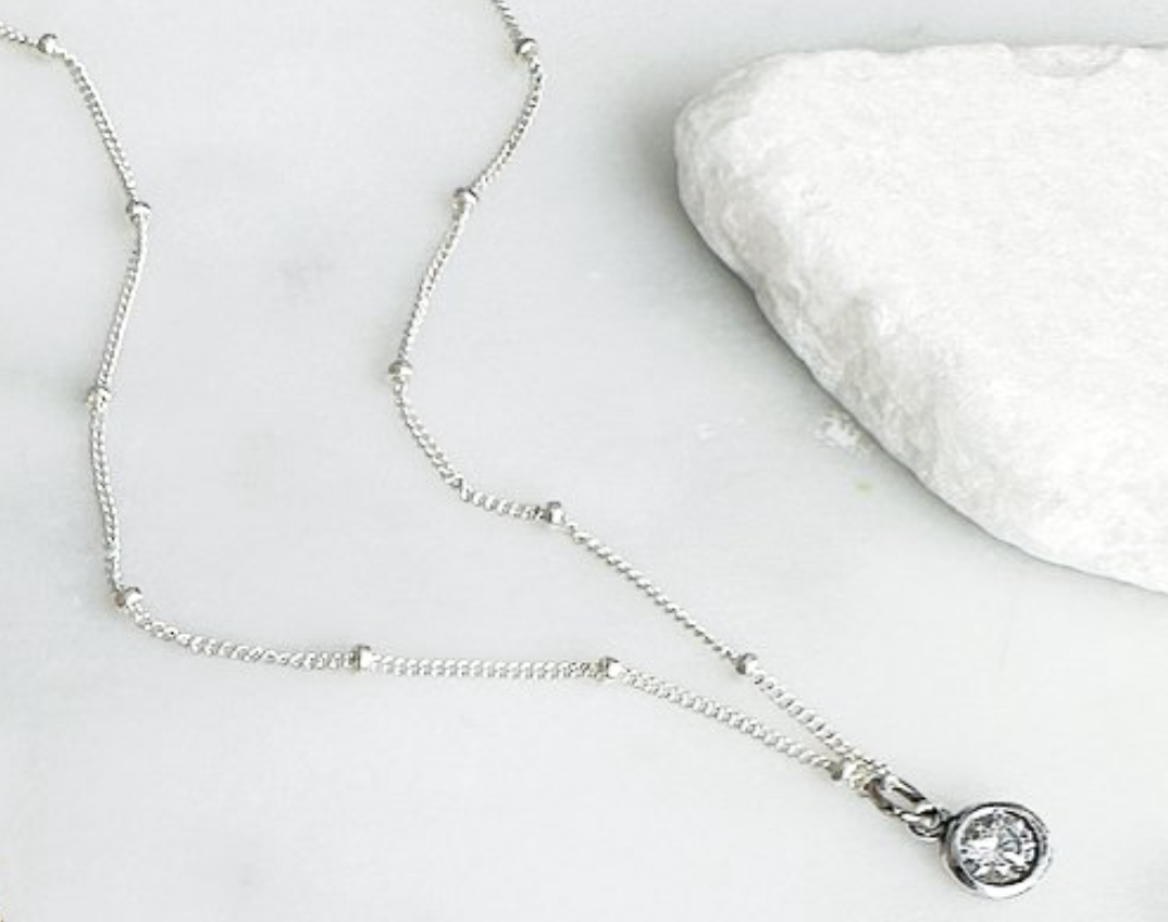 Image of Cubic Zirconia Bezel Short Necklace, Sterling - Trunk Show by  RACH B Jewelry