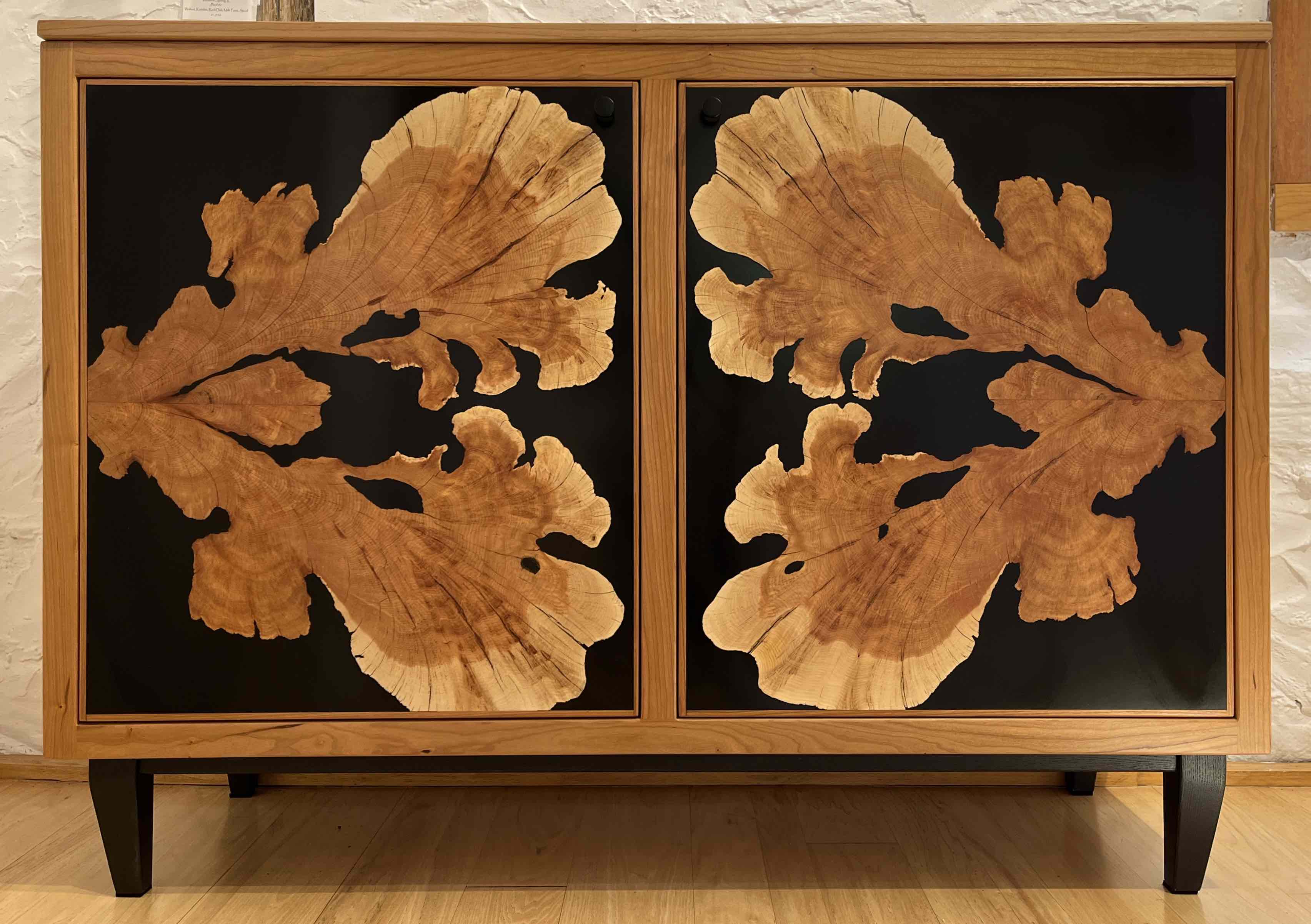 Oregon Juniper and Cherry Rorschach Cabinet with Drawers