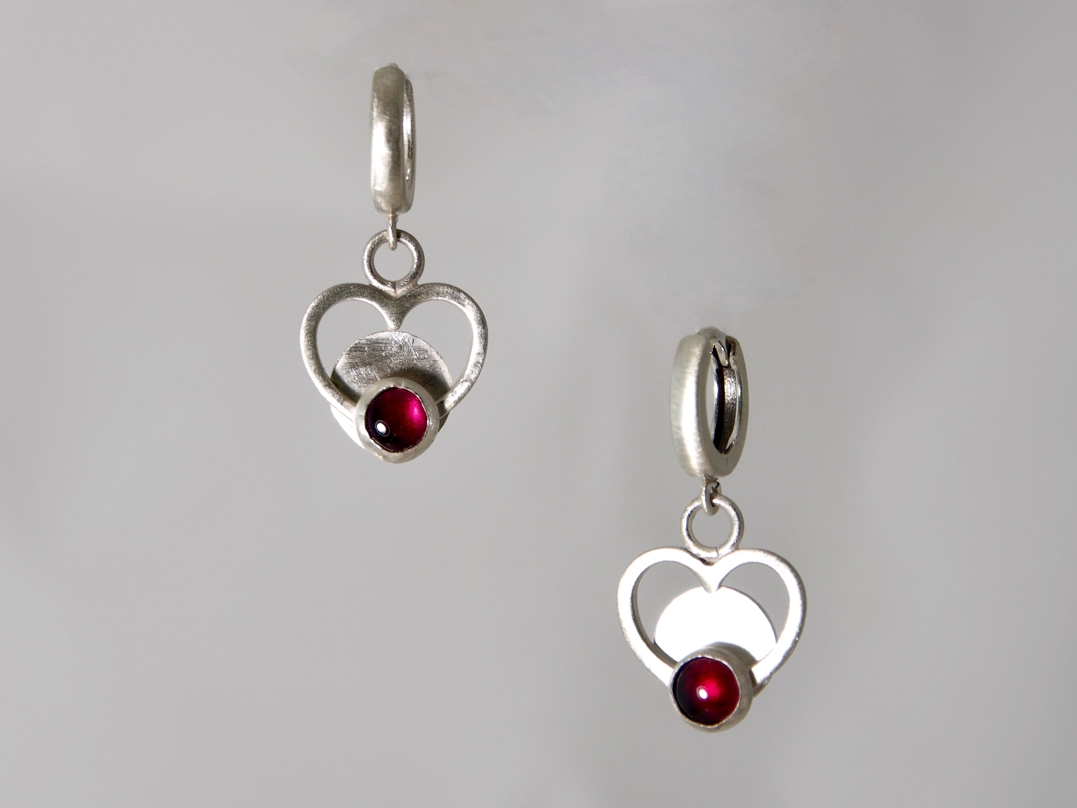 Ruby Heart Sterling Earrings