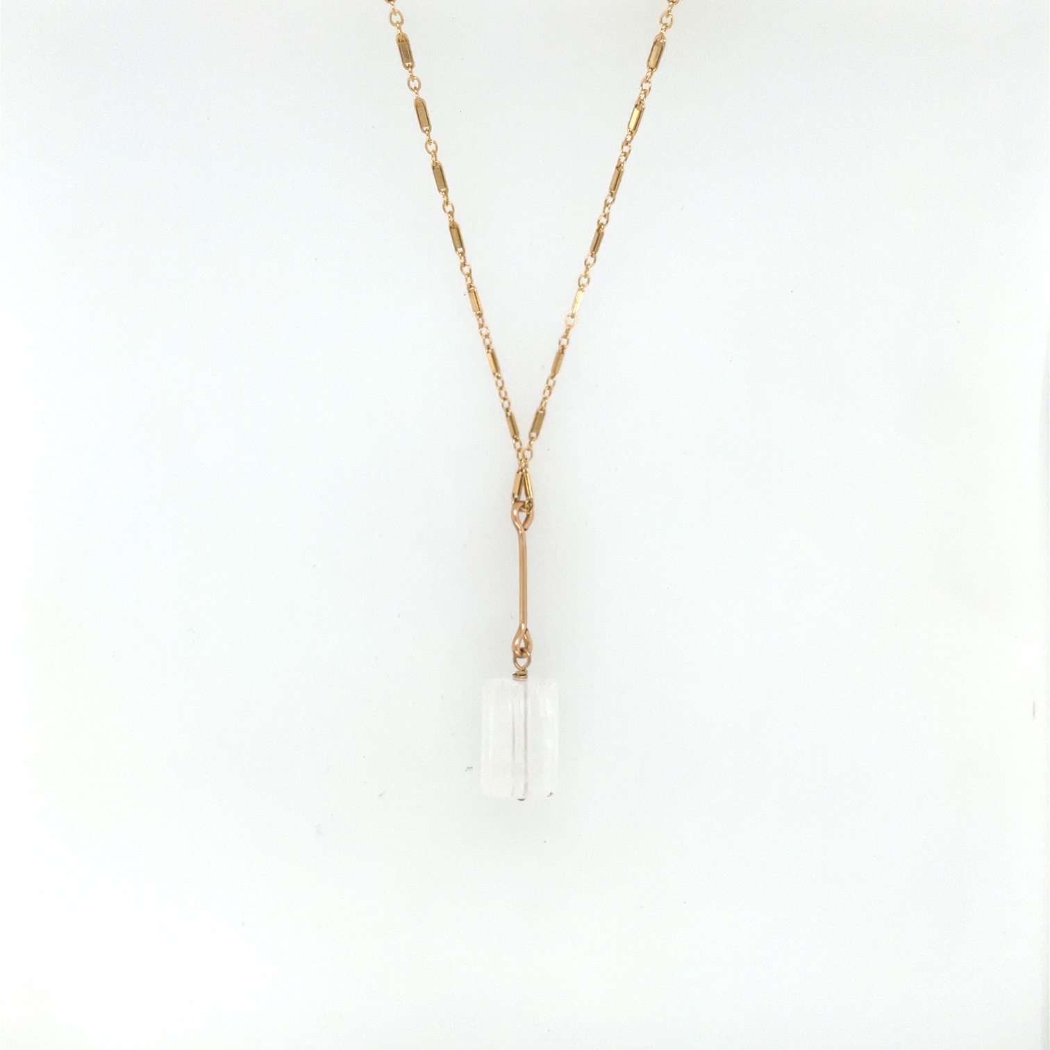 Image of Crystal Rock Quartz Bar Drop Pendant Bar Link Necklace by  RACH B Jewelry
