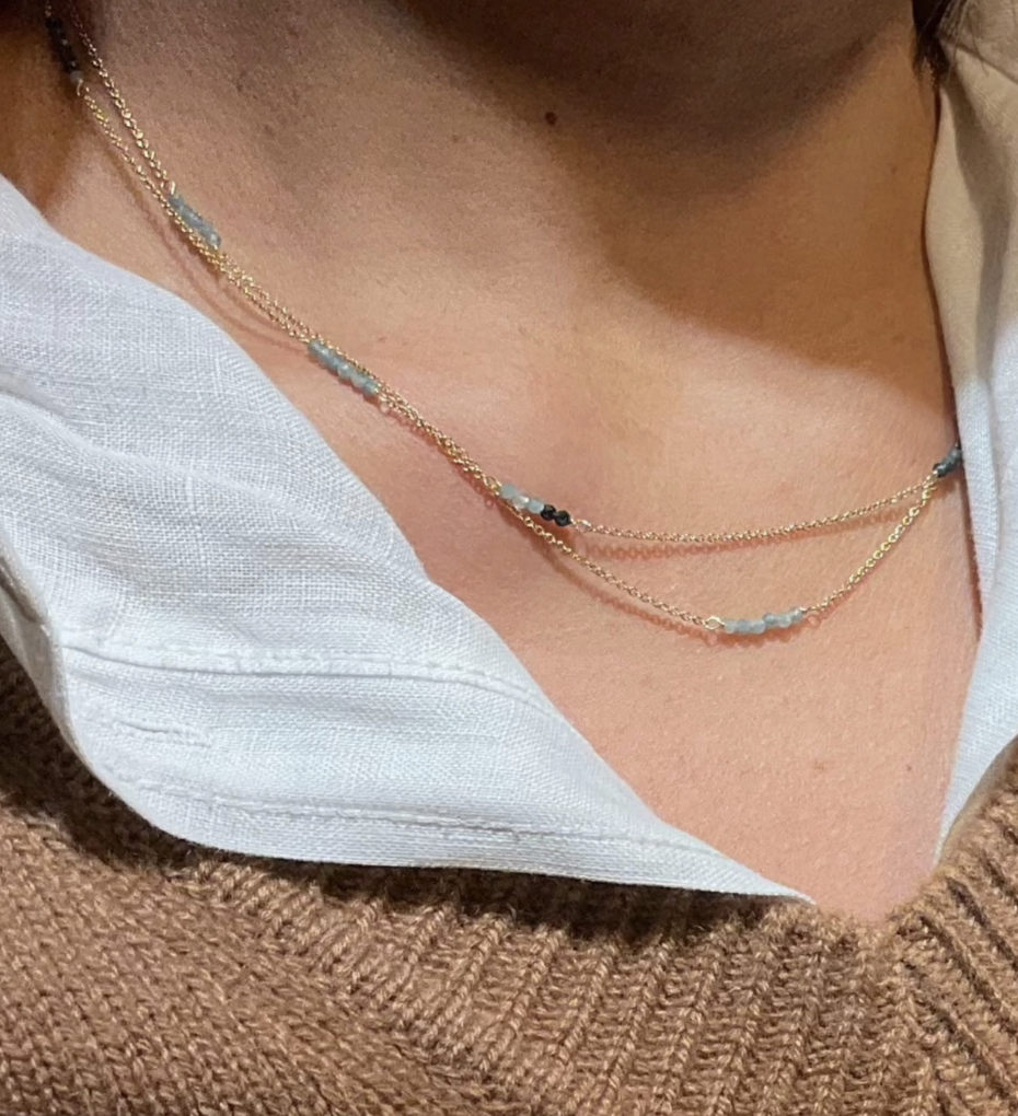 Image of Double Strand II Necklace, Green Sapphire by Mabel Chong