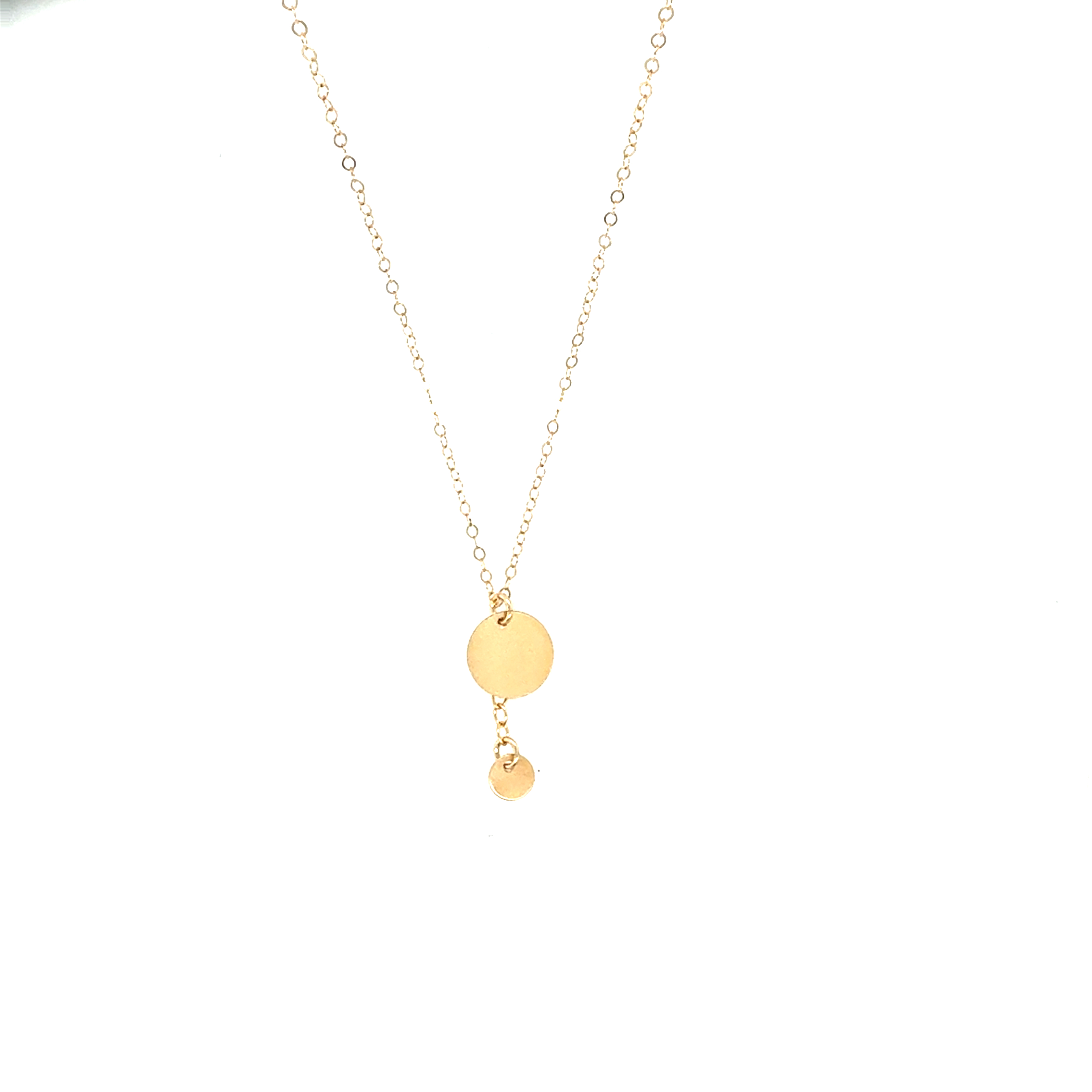 Image of Double Coin Y Drop Necklace, 14k Gold Fill - Trunk Show by  RACH B Jewelry