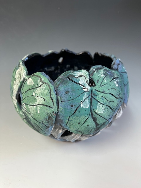 Image of Green Leaf Rim Candlebowl by Nancy Briggs