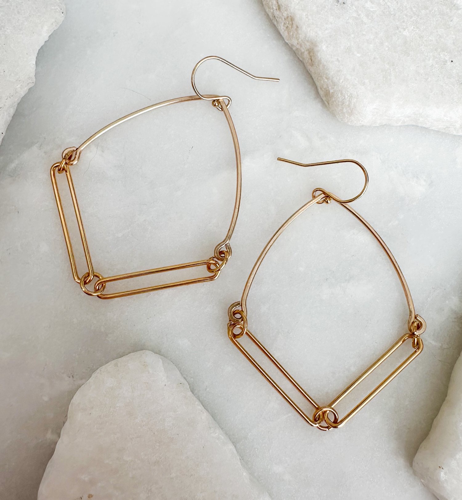 Image of 14k Gold Fill Elongated Chain Fan Drape Earrings by  RACH B Jewelry