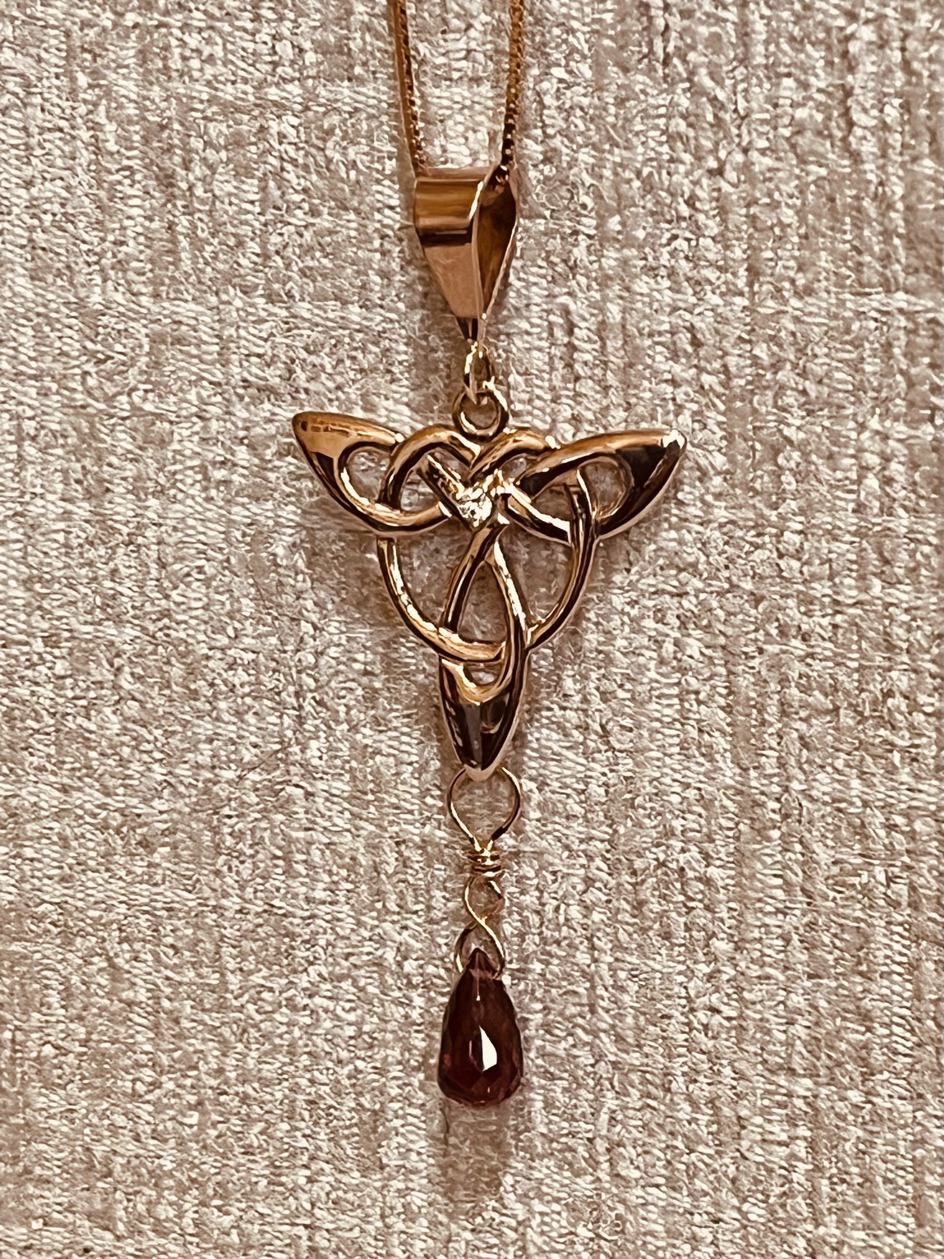 Image of 14 kt Rose Gold, Diamond, and Rhodalite Garnet Pendant and Chain by  