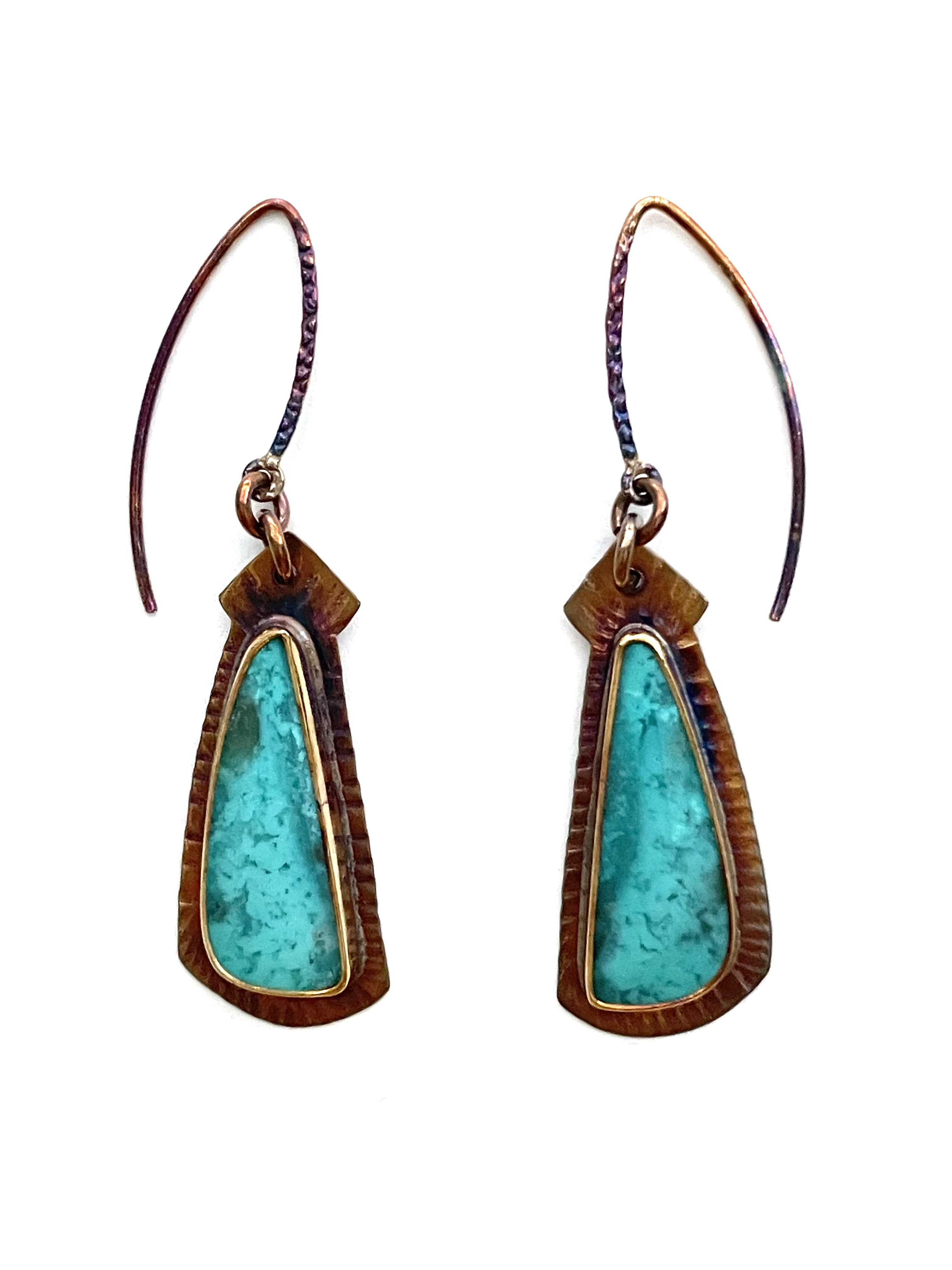 Sterling Silver and Blue Opal Petrified Wood Earrings