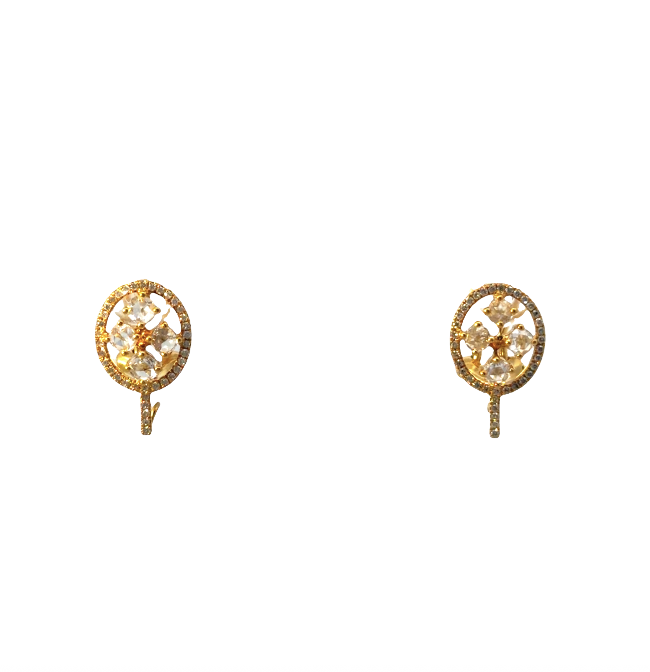 Image 2 for 18 Karat Yellow Gold and Rose Cut Fancy Diamond Earrings with Detachable Misshapen Jumbo Dangles