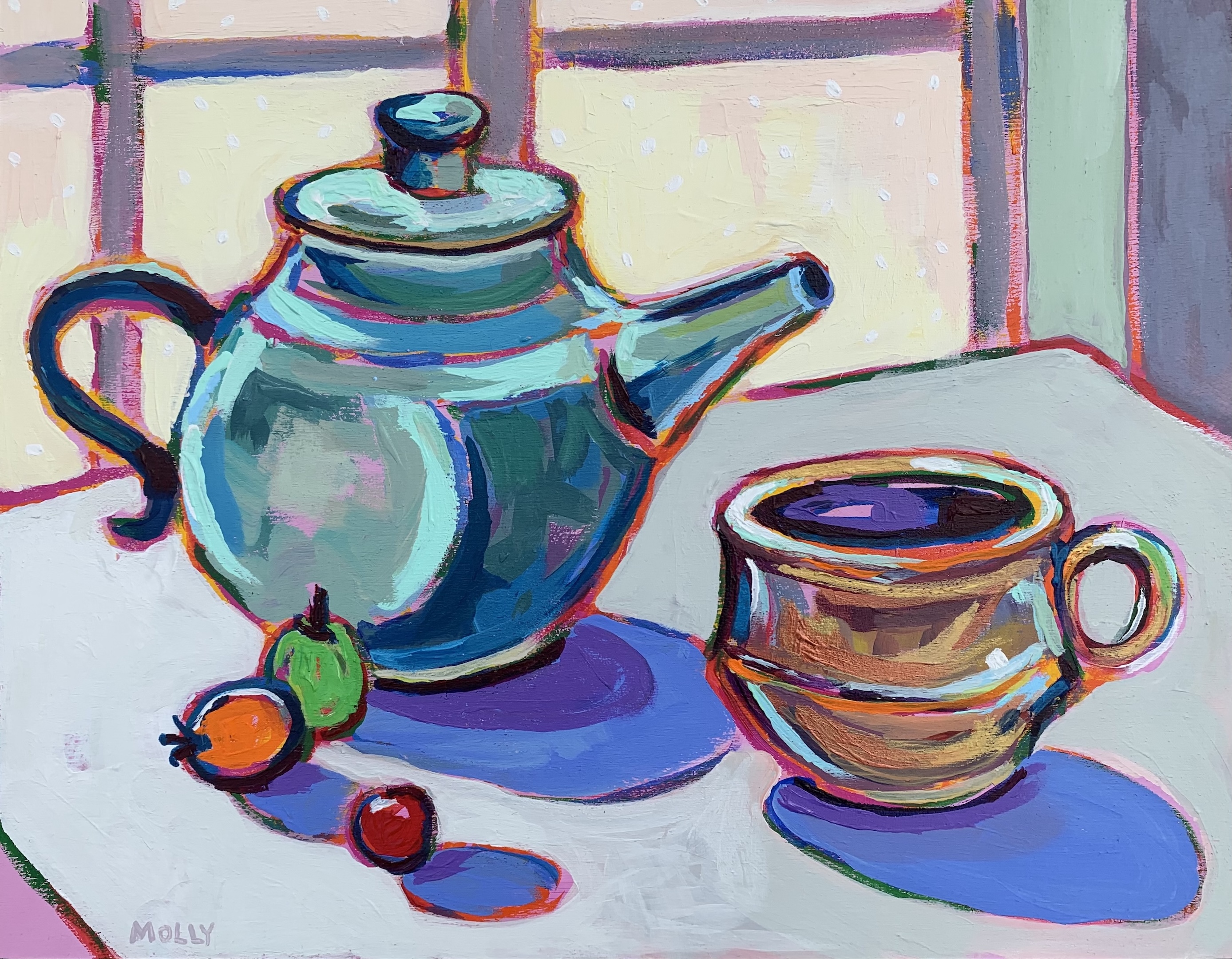 Image of Little Teapot, Cup, & Cherry Tomatoes by Molly Krolczyk