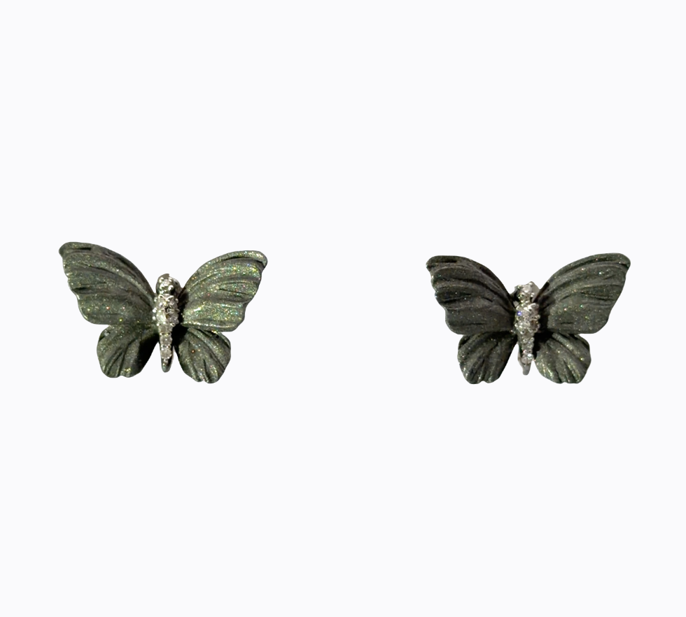 Image of 18 Karat White Gold and Rhodium Butterfly Earrings with Hidden Hooks by Marcia McDonough