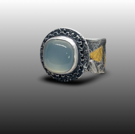 Image of Aqua Chalcedony Ring, Size 8 by Pam Sable