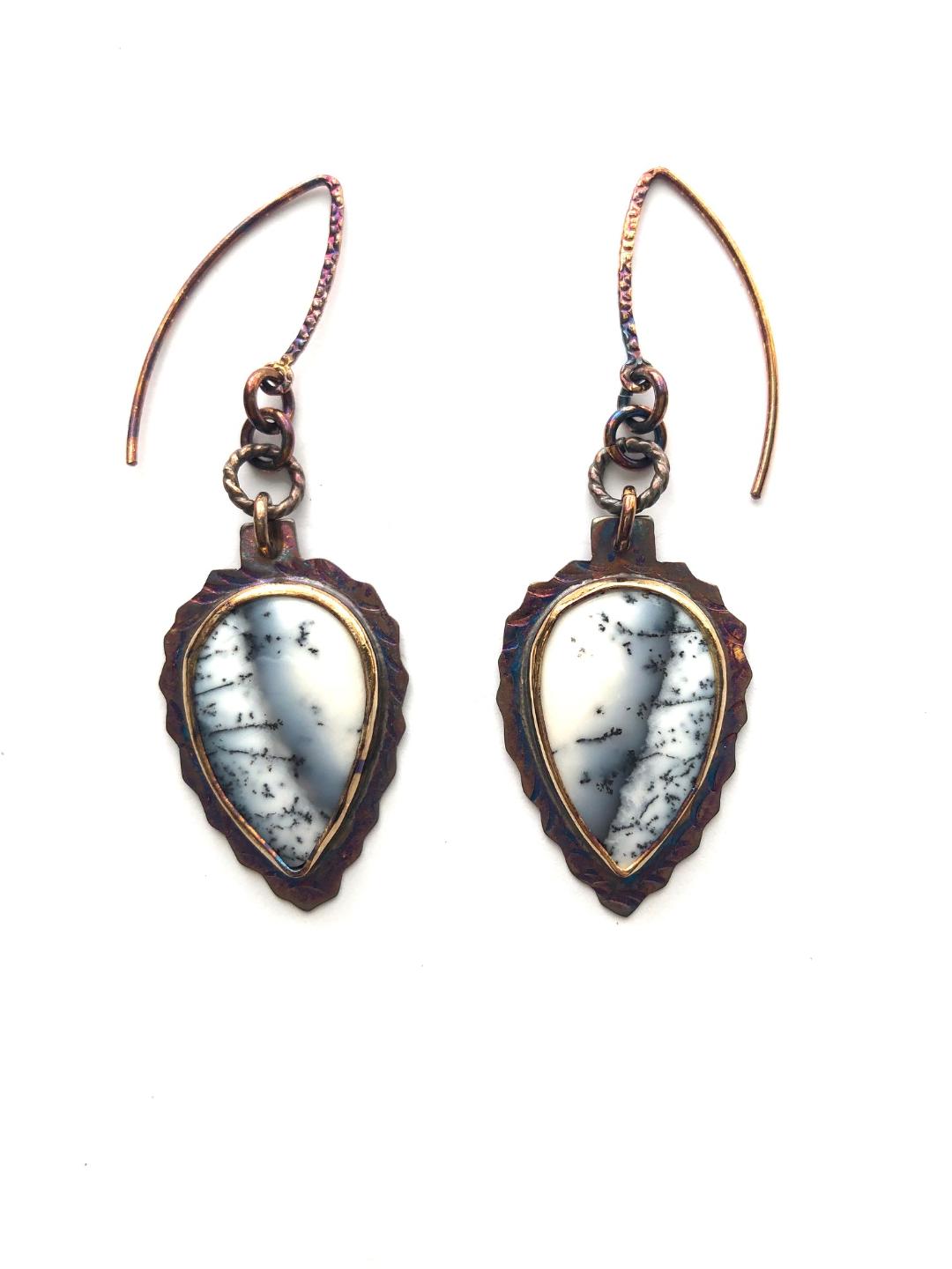 Image 1 for Dentritic Opal Earrings in Sterling Silver Dentritic Opal Earrings in Sterling Silver