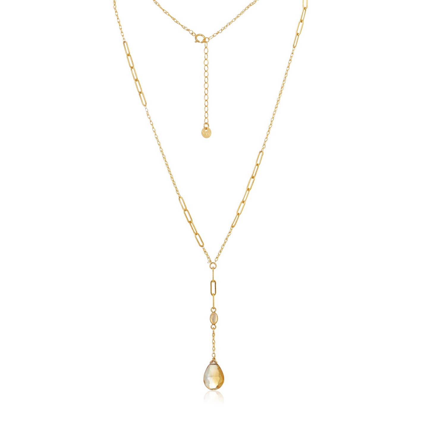 Image of Citrine Drop Paperclip Necklace by Mabel Chong
