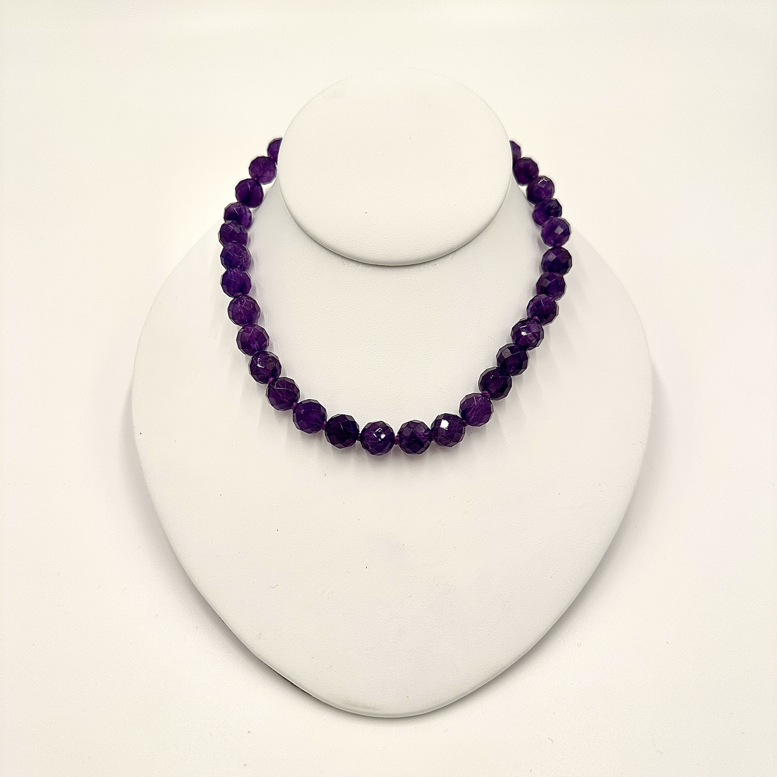 Image of Faceted Near Round Dark Purple Amethyst with Hand Cast Sterling Hooks by Marcia McDonough