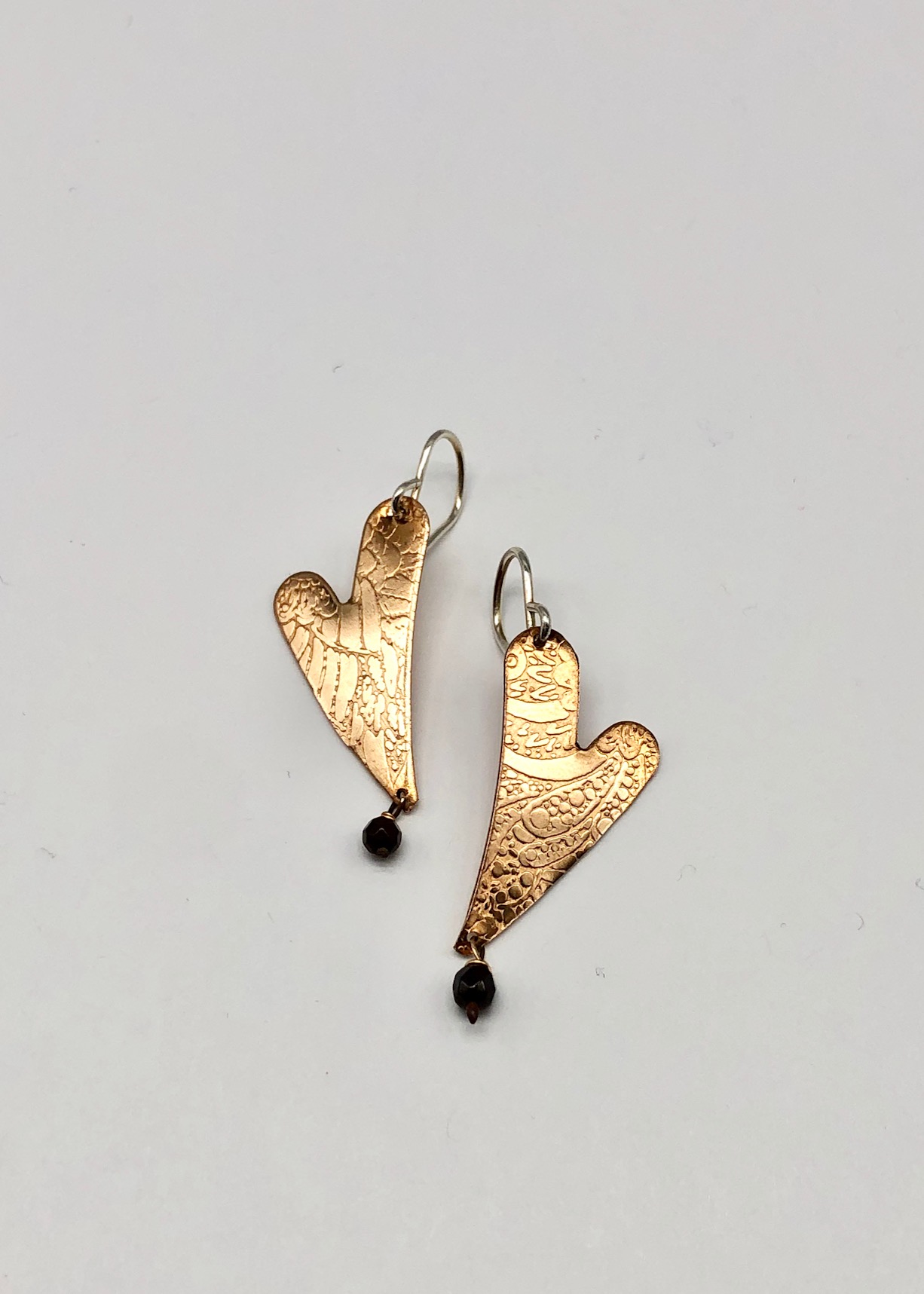 Heart Earrings (69) Bronze/Garnet