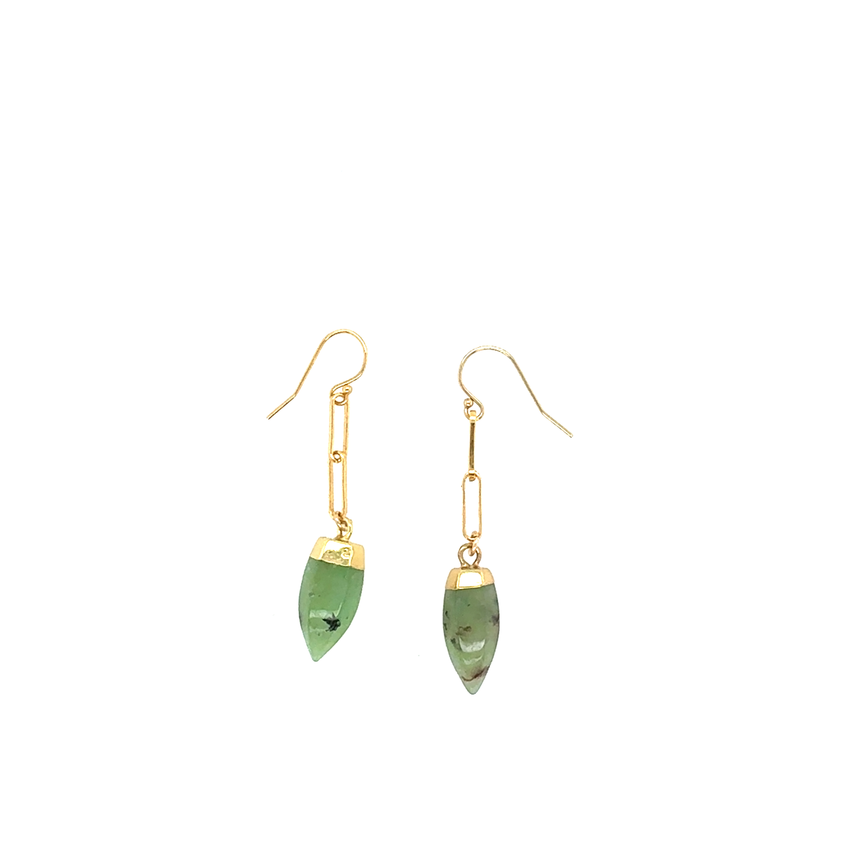 Image of Chrysoprase Double Link Drop Earrings, 14k Gold Fill - Trunk Show by  RACH B Jewelry