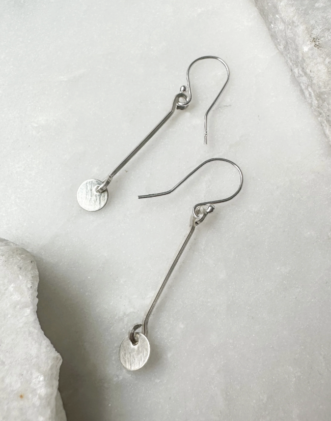 Image of Coin Bar Drop Earrings, Sterling by  RACH B Jewelry