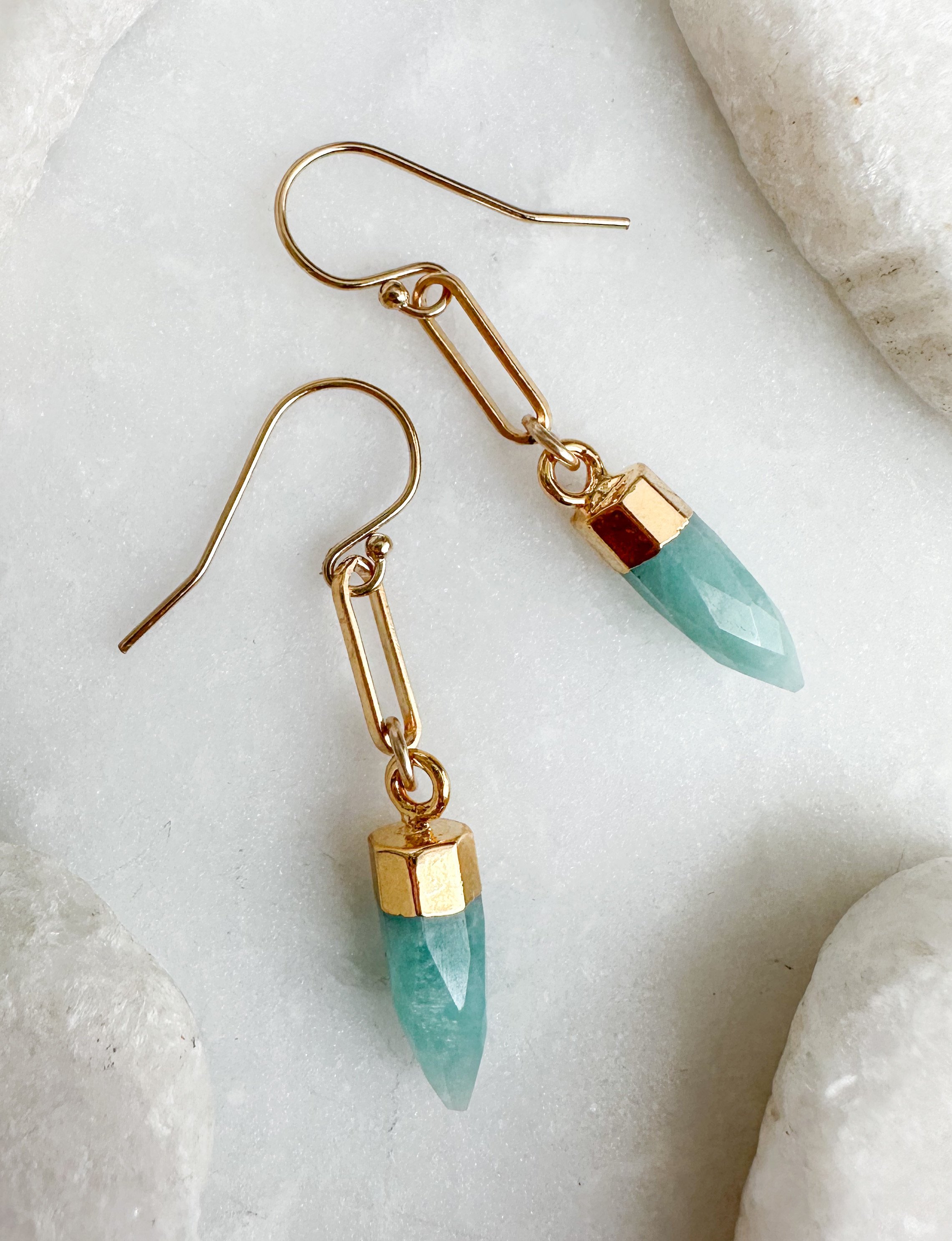 Image of Amazonite Chain Link Earrings by  RACH B Jewelry