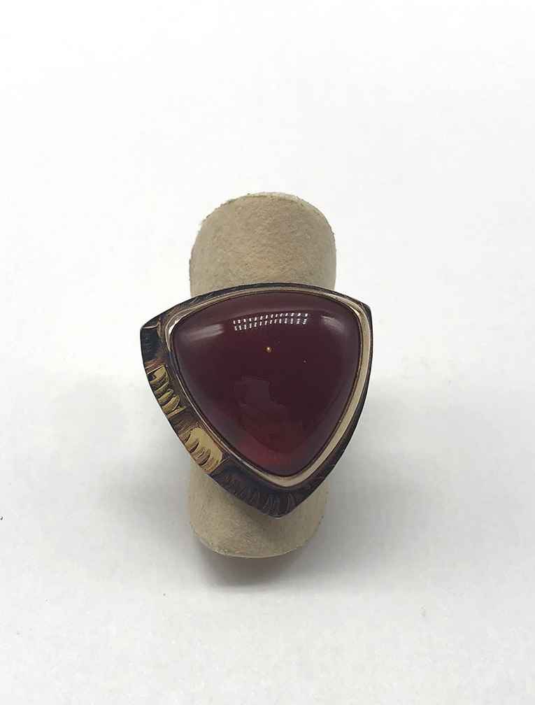 Image 1 for Sterling and Rosarita Glass Ring - Size 7 Sterling and Rosarita Glass Ring - Size 7