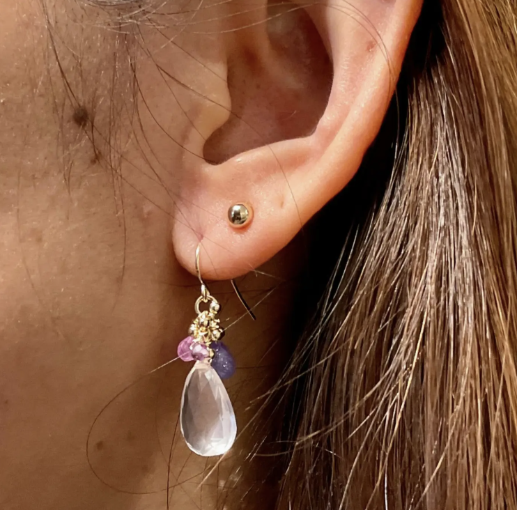 Image of Cool Toned Cluster Pink Quartz Earrings by Mabel Chong