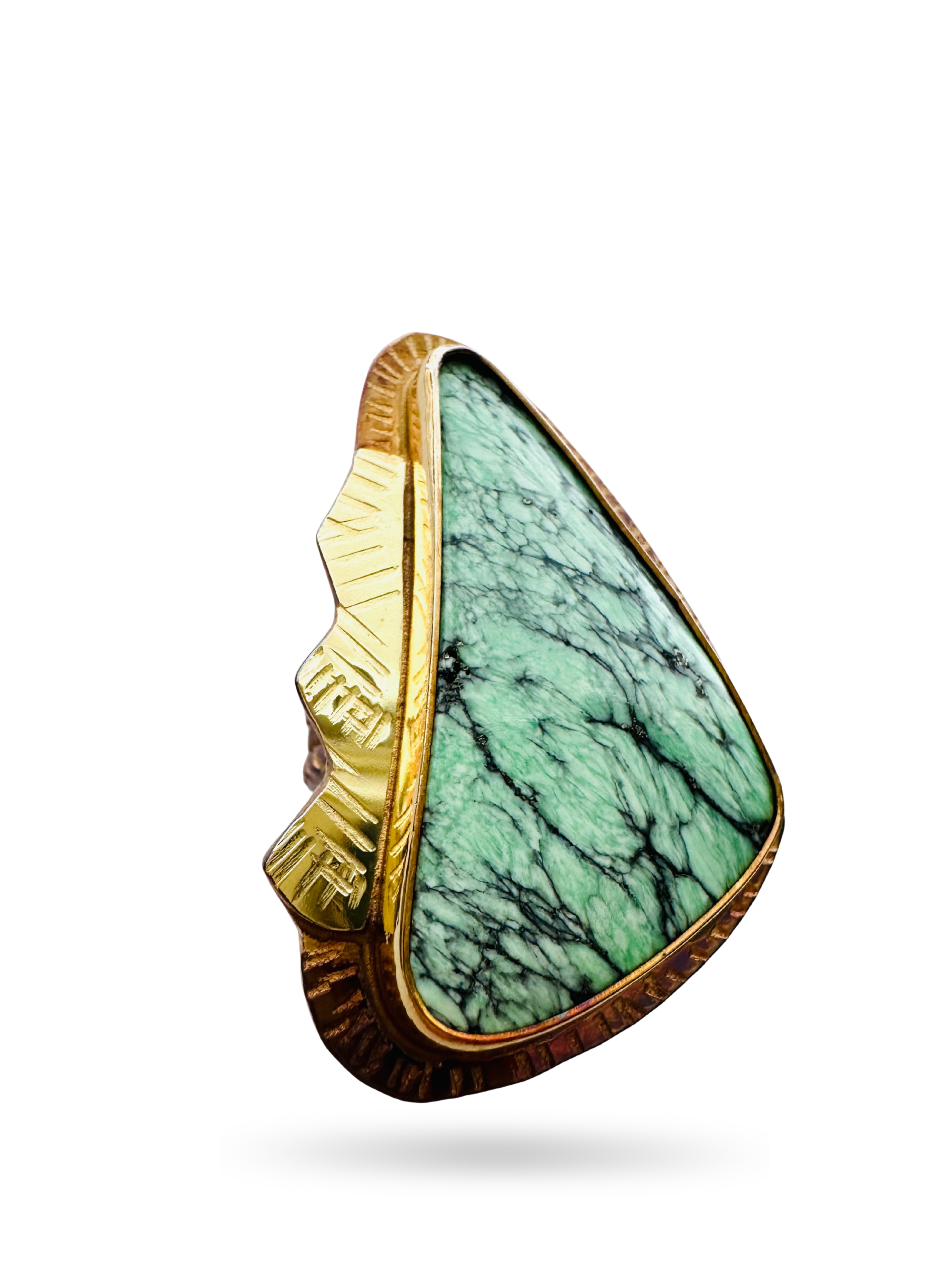Image of 2 Sterling Silver, Fine Silver Bezel, Varisite from Persia, and 18k Gold Ring - Size 7.25 by Julie Shaw