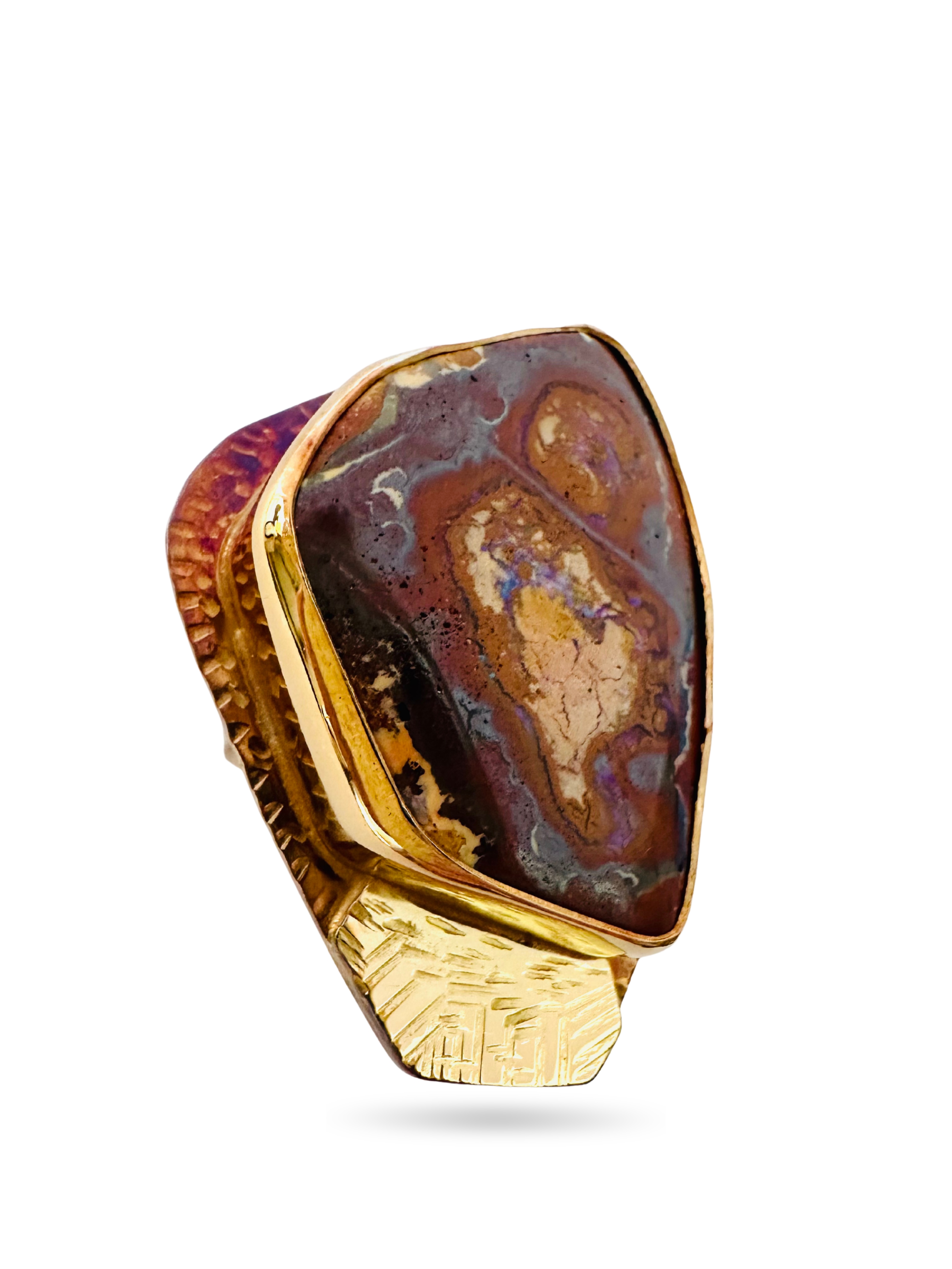 Image of 8 Sterling Silver, Fine Silver Bezel, 18k Gold, and Yowah Opal Ring - Size 7.5 by Julie Shaw