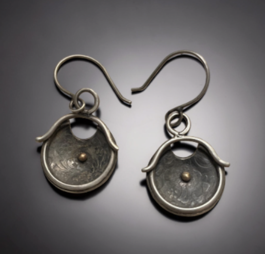 Image of Etched Silver Concave Earrings by Pam Sable