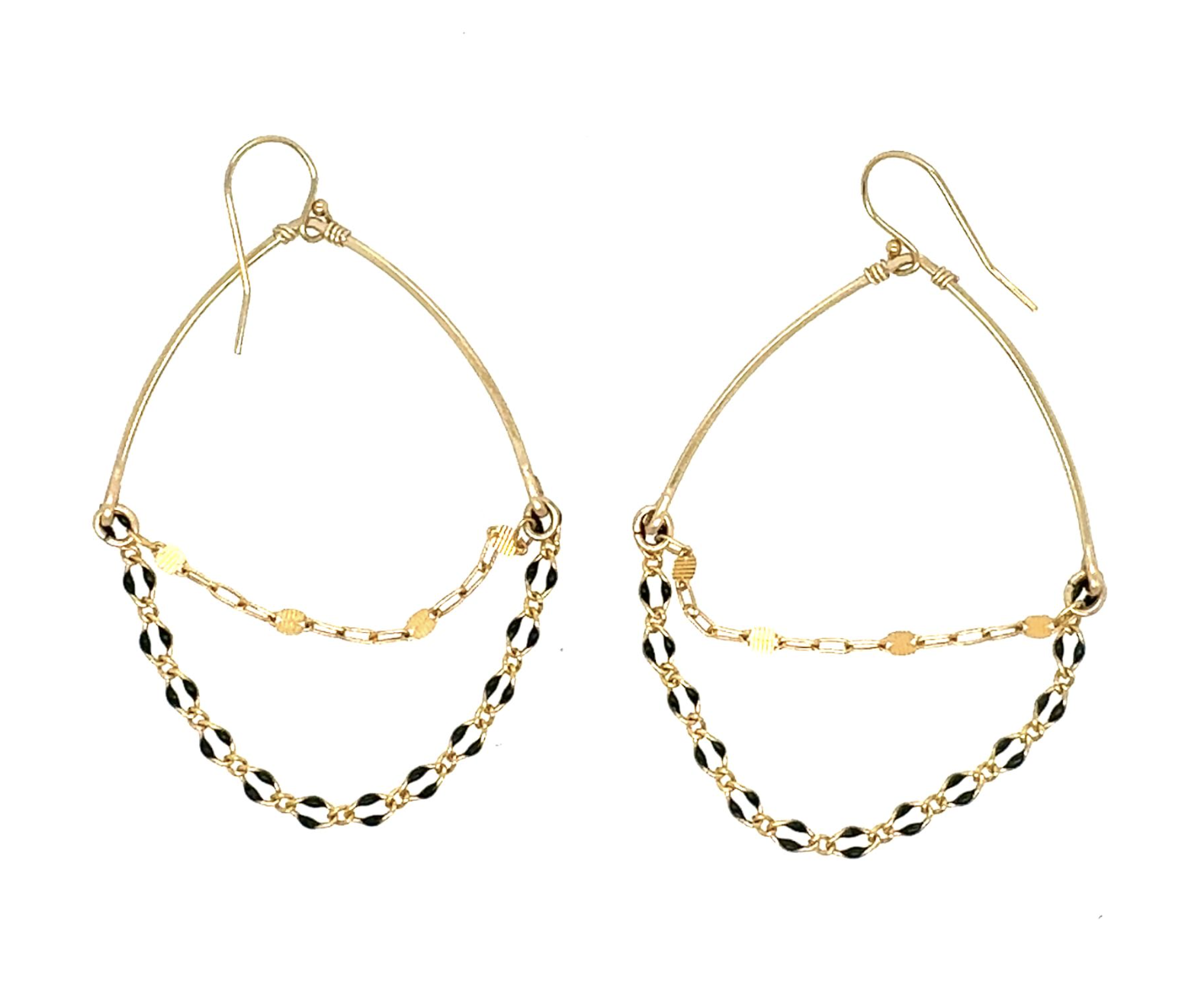 Image of Black Onyx Chain Drape Earrings, 14k Gold Fill - Trunk Show by  RACH B Jewelry