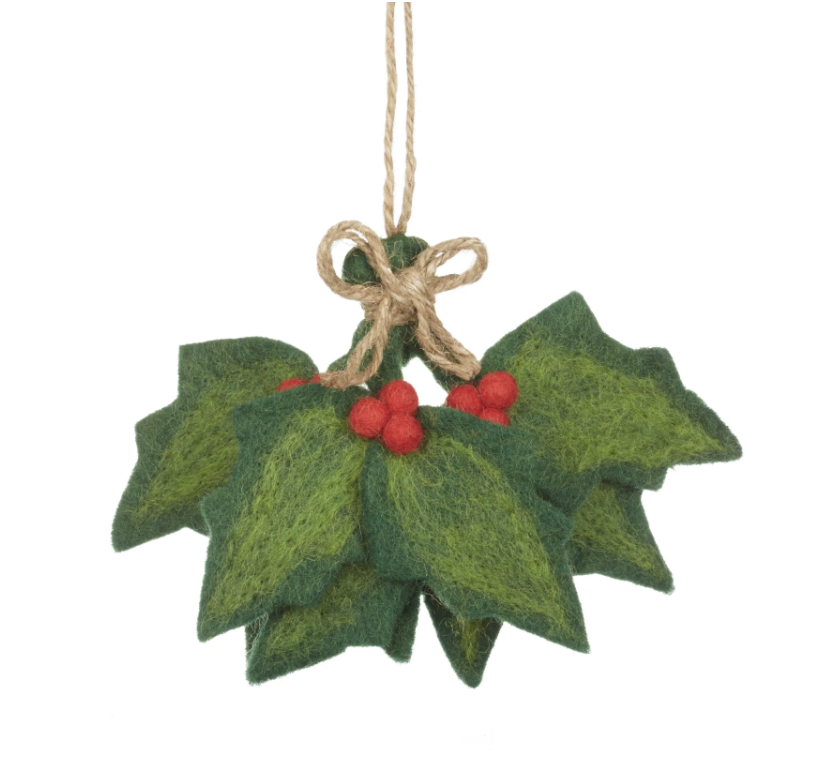 Image of Holly Sprig - Handmade Felt Ornament by  Felt So Good