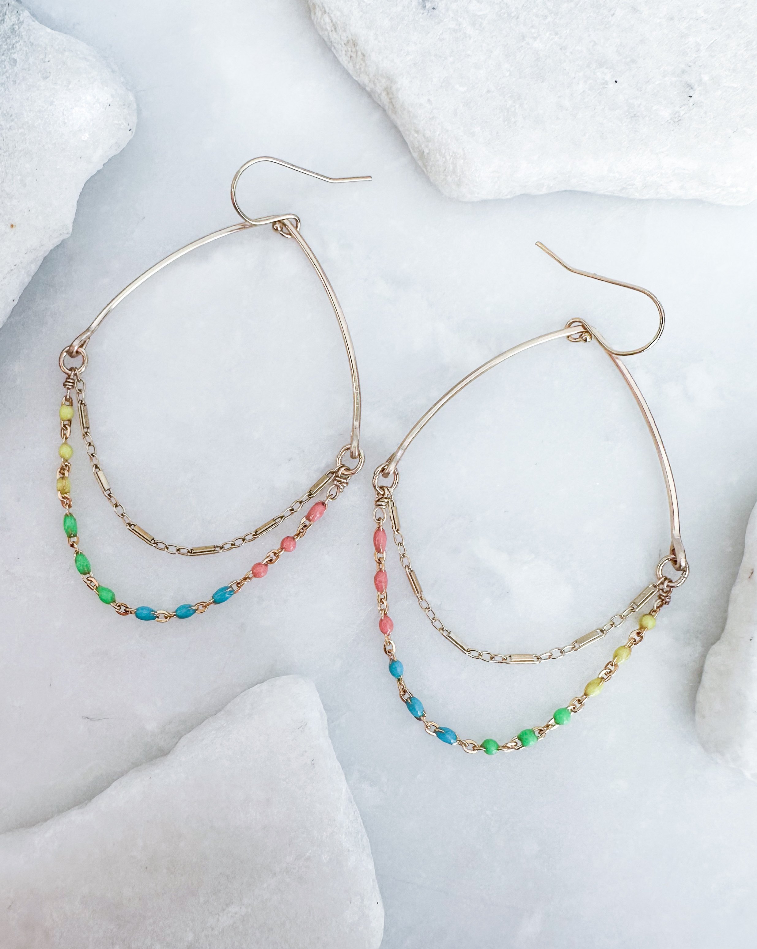 Image of Enamel Chain Drape Earrings - 14k Gold Fill - Trunk Show by  RACH B Jewelry
